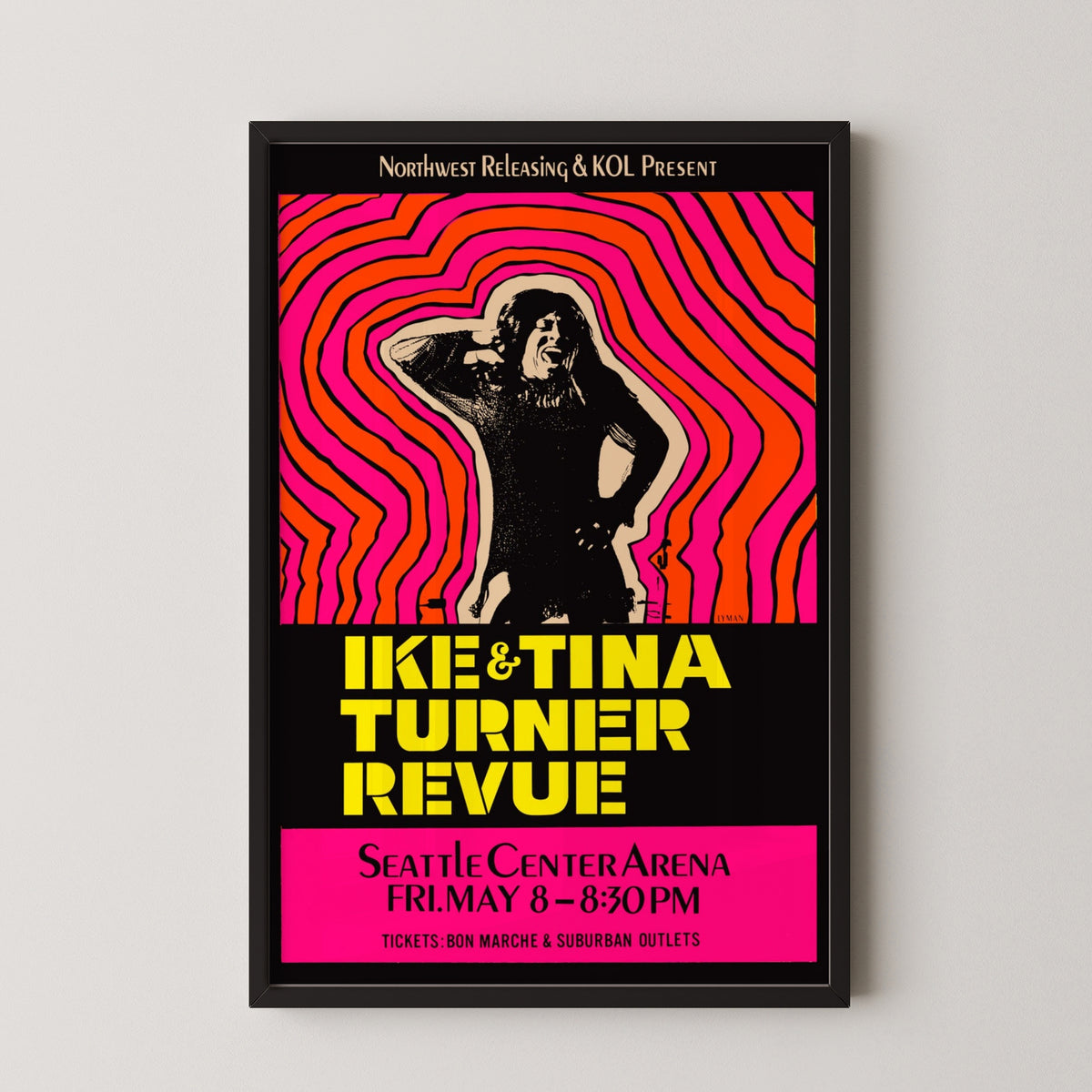 Tina Turner Poster – Vintage Rock & Soul Music Art – black frame mockup