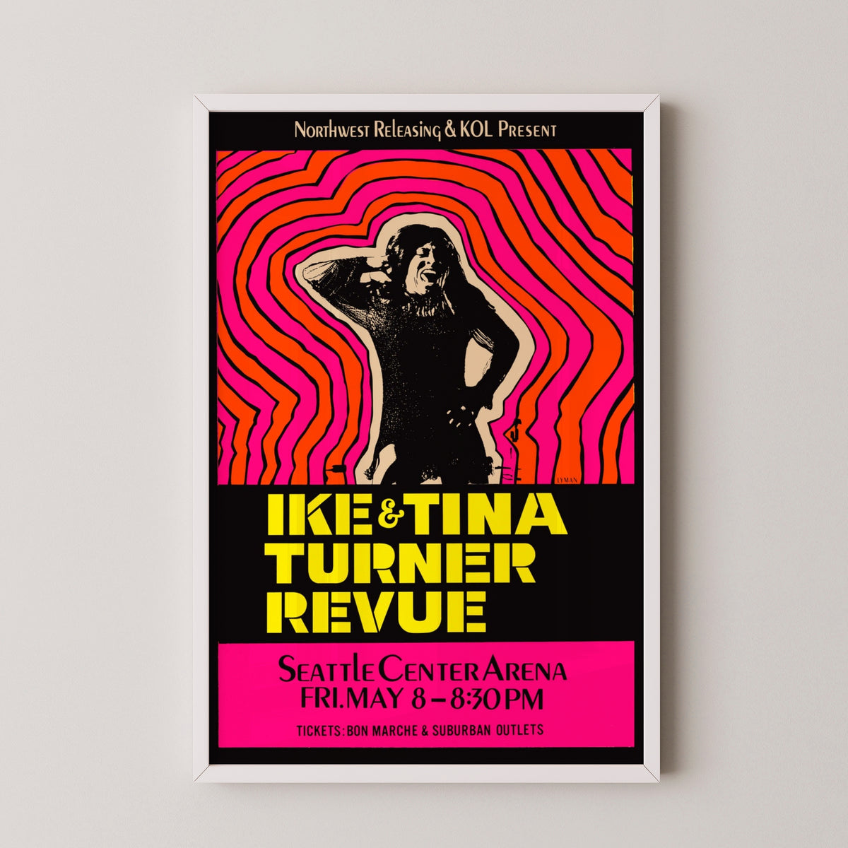 Tina Turner Poster – Vintage Rock & Soul Music Art – white frame mockup