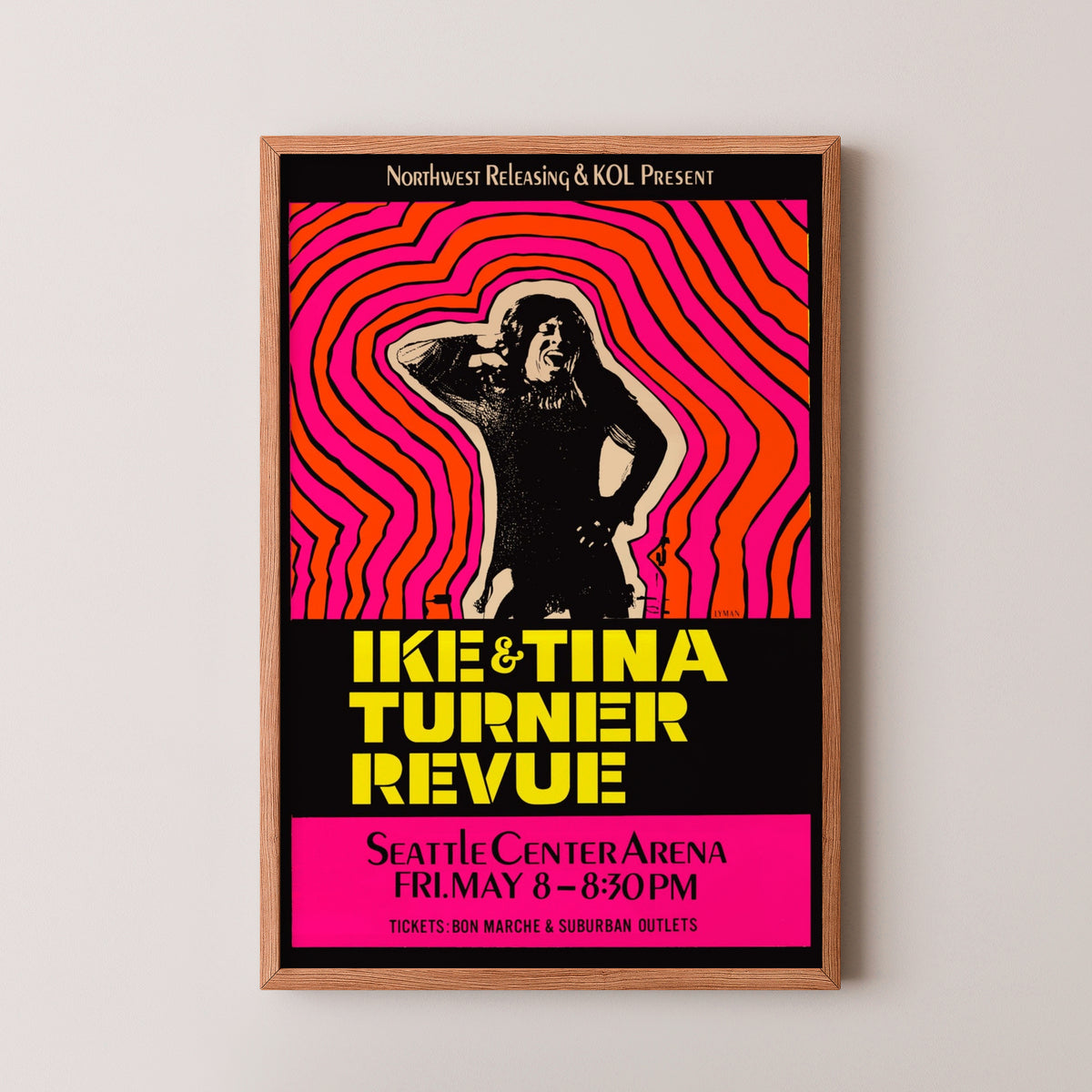 Tina Turner Poster – Vintage Rock & Soul Music Art – wood frame mockup