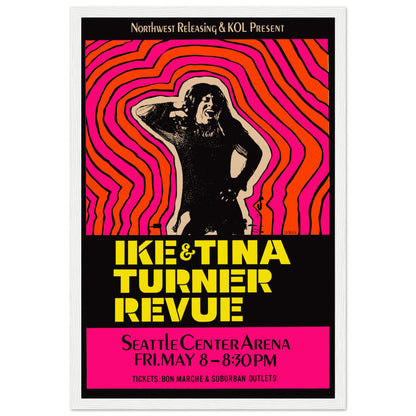 Psychedelic Tina Turner poster from the Seattle Center Arena concert — perfect for collectors of retro 1970s music posters.