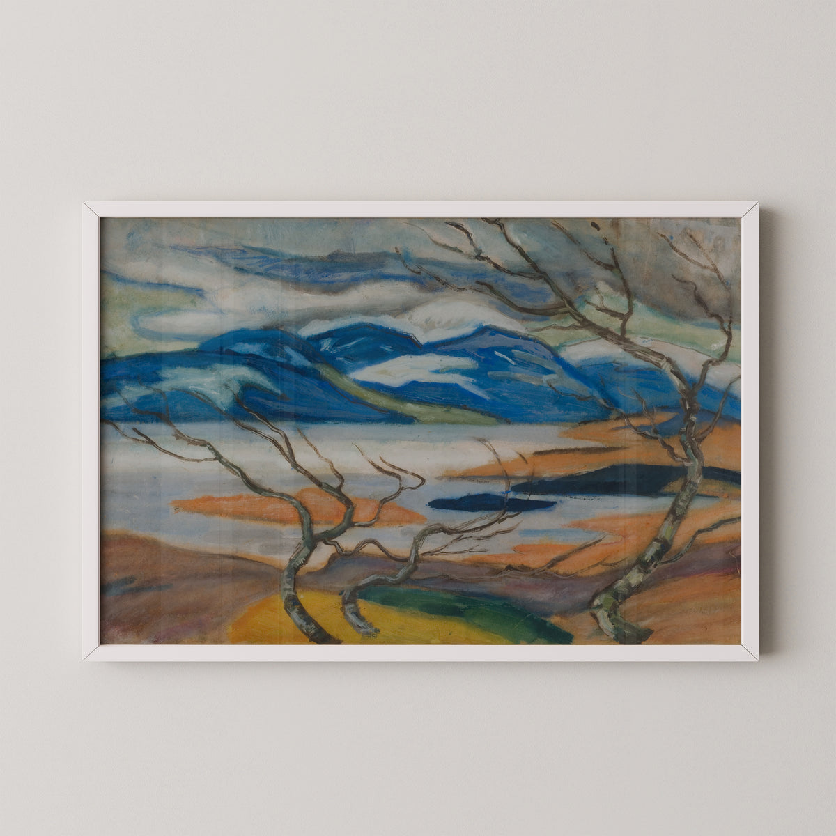 Torne Marsh in Spring by Helmer Osslund, art print in a white frame