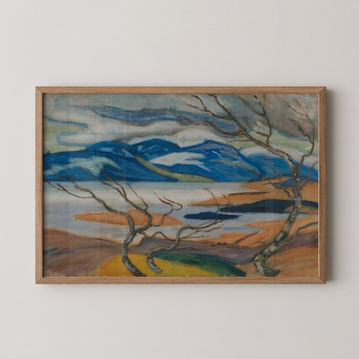 Torne Marsh in Spring by Helmer Osslund, art print in a natural wood frame