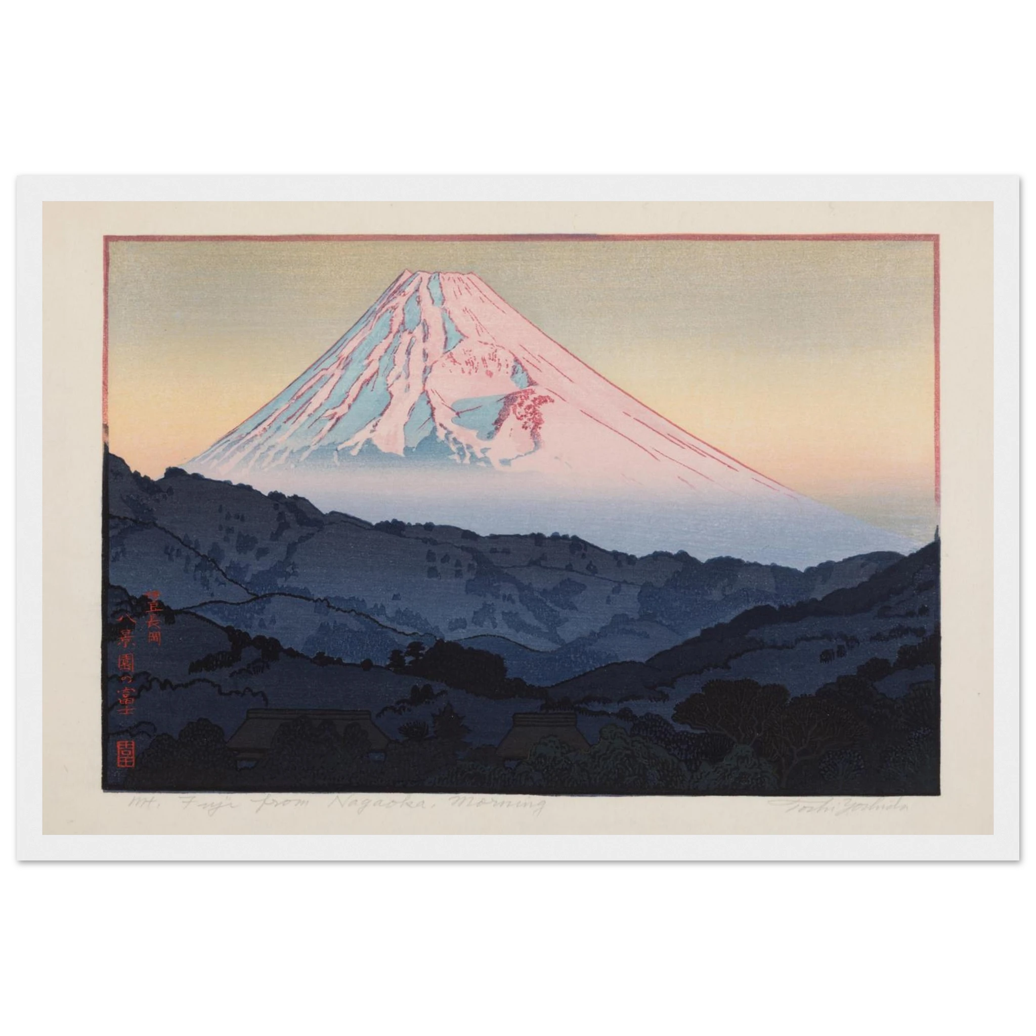 Japanese landscape print by Tōshi Yoshida, capturing nature’s quiet beauty through expert color blending and Showa-era sensitivity.