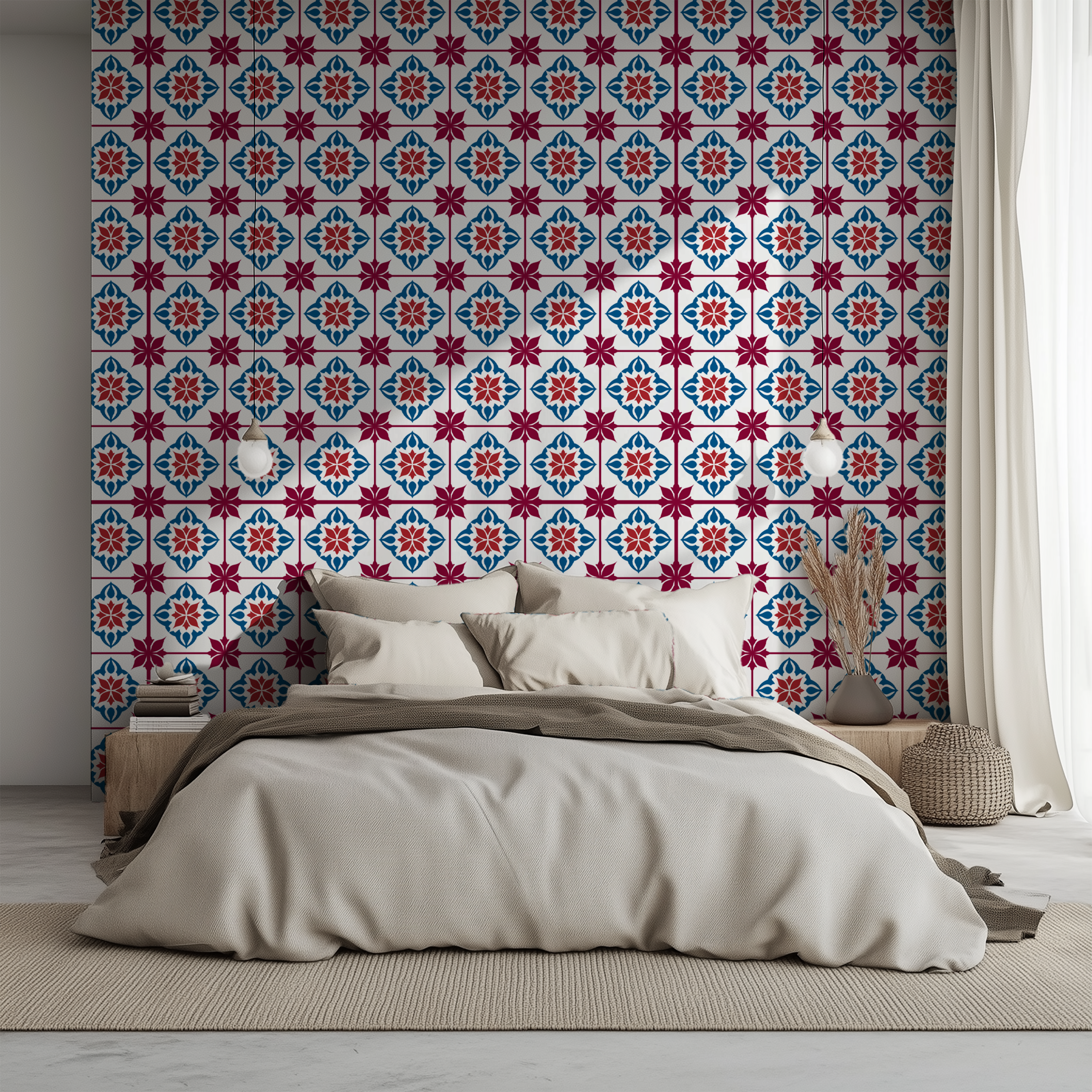 Traditional Portuguese wallpaper, ceramic tile wallpaper, ornamental wallpaper, decorative wall covering, premium wallpaper