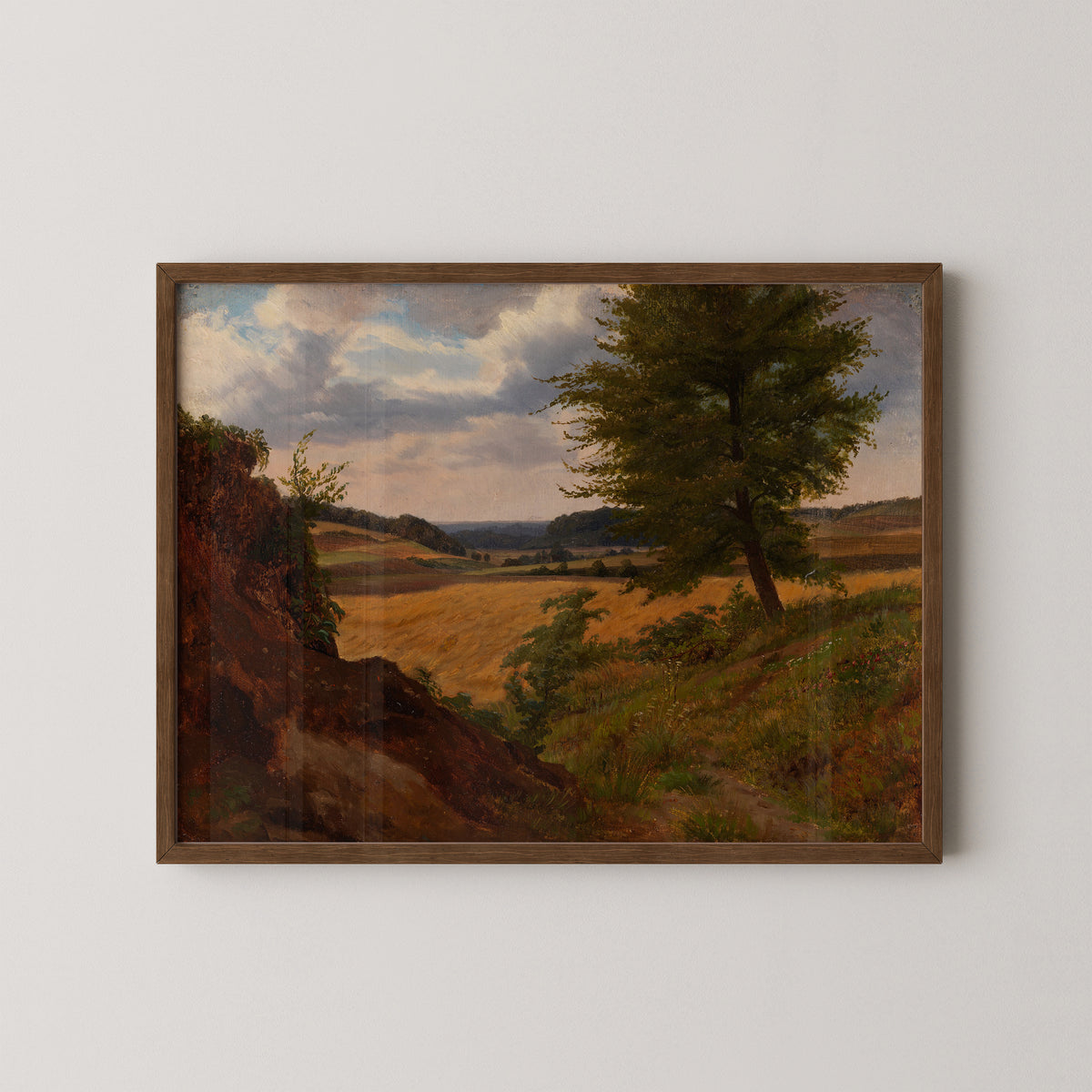 Tree in Field Landscape, Study by Werner Holmberg, art print in a dark wood frame