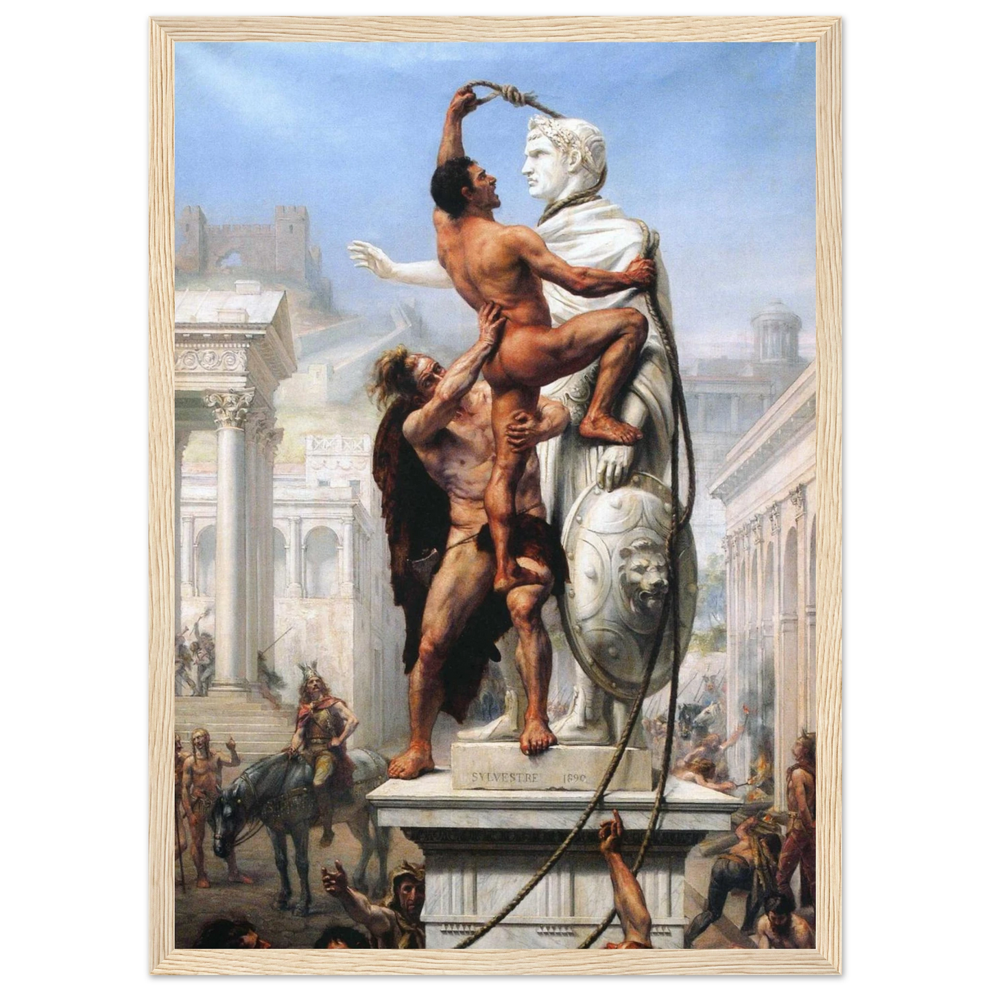 roy Coperton’s Sack of Rome historical wall art, showing gladiators, invaders, and chaos in the Colosseum.