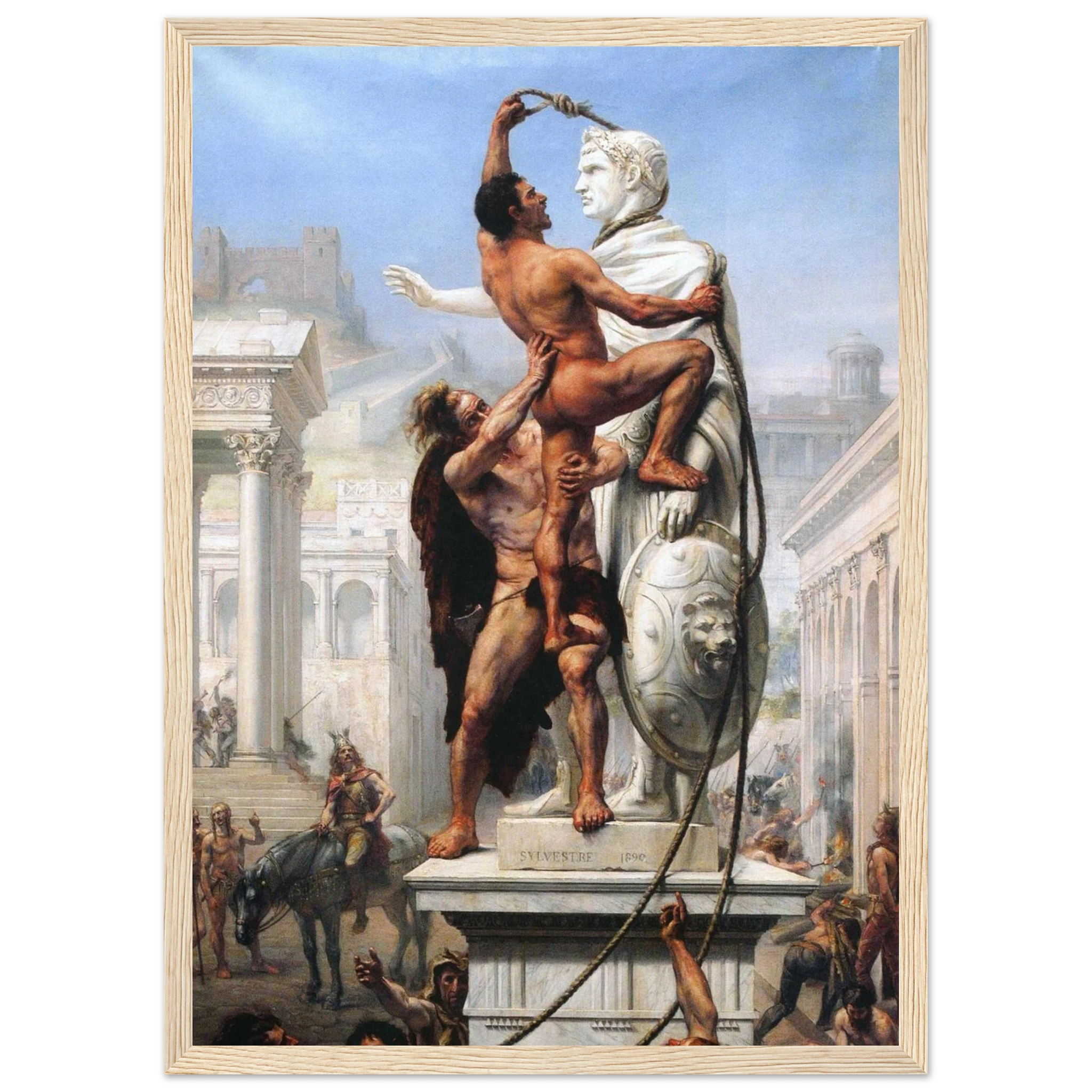 roy Coperton’s Sack of Rome historical wall art, showing gladiators, invaders, and chaos in the Colosseum.