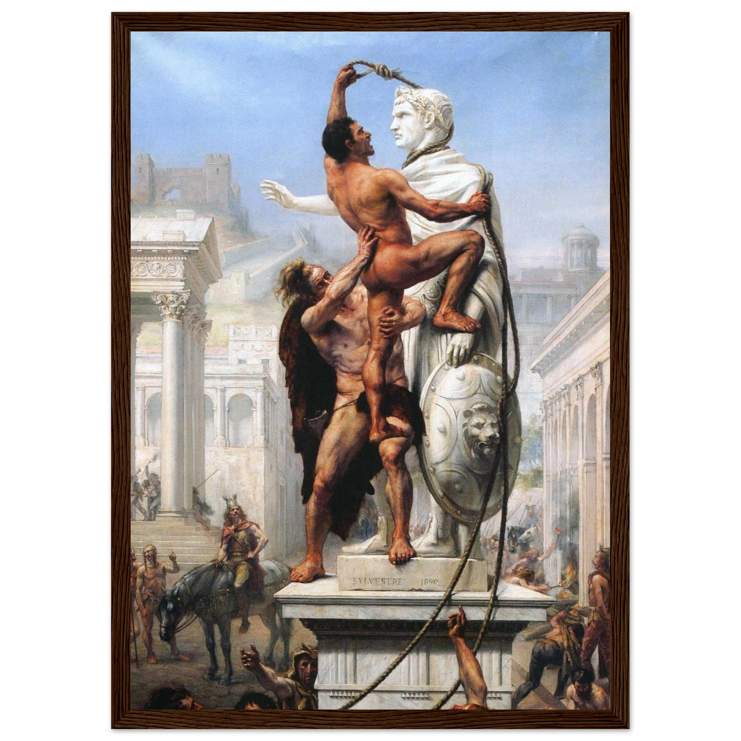 Troy Coperton’s Sack of Rome wall art reproduction, showing invaders and warriors in dramatic combat.