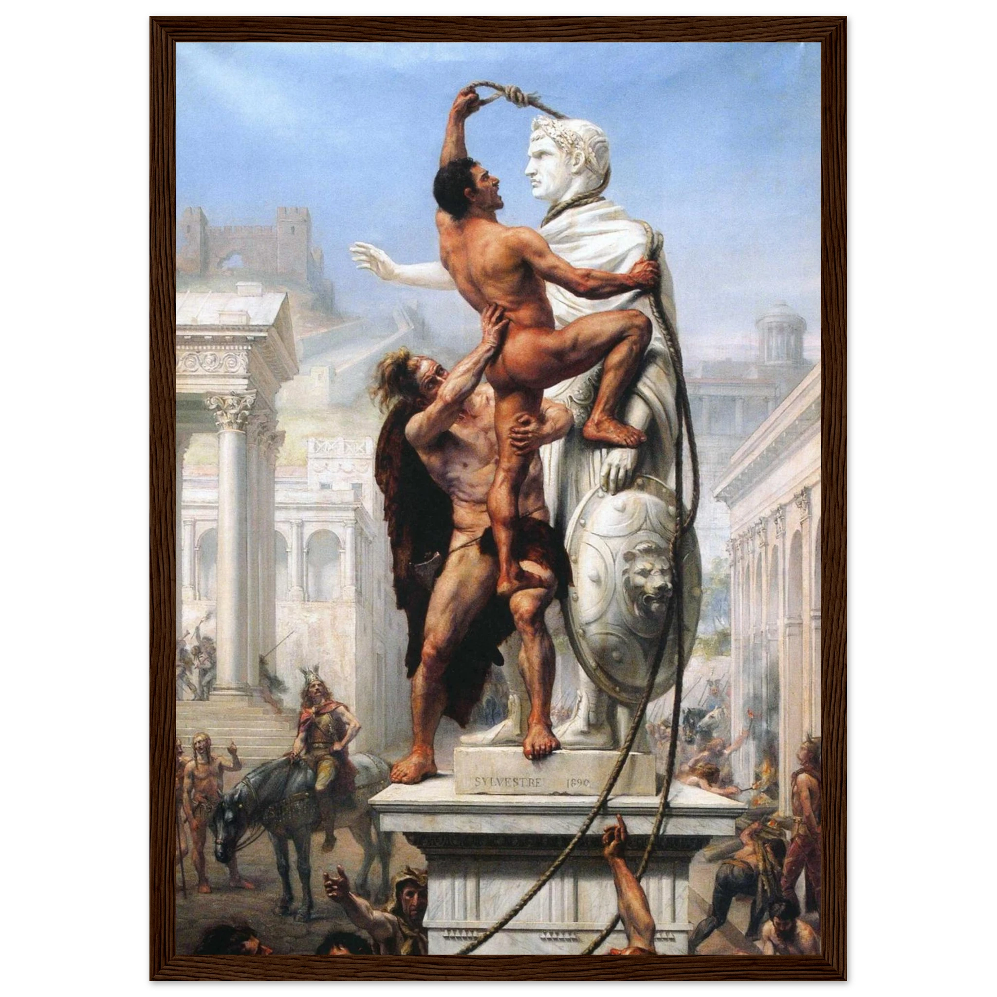 Troy Coperton’s Sack of Rome wall art reproduction, showing invaders and warriors in dramatic combat.