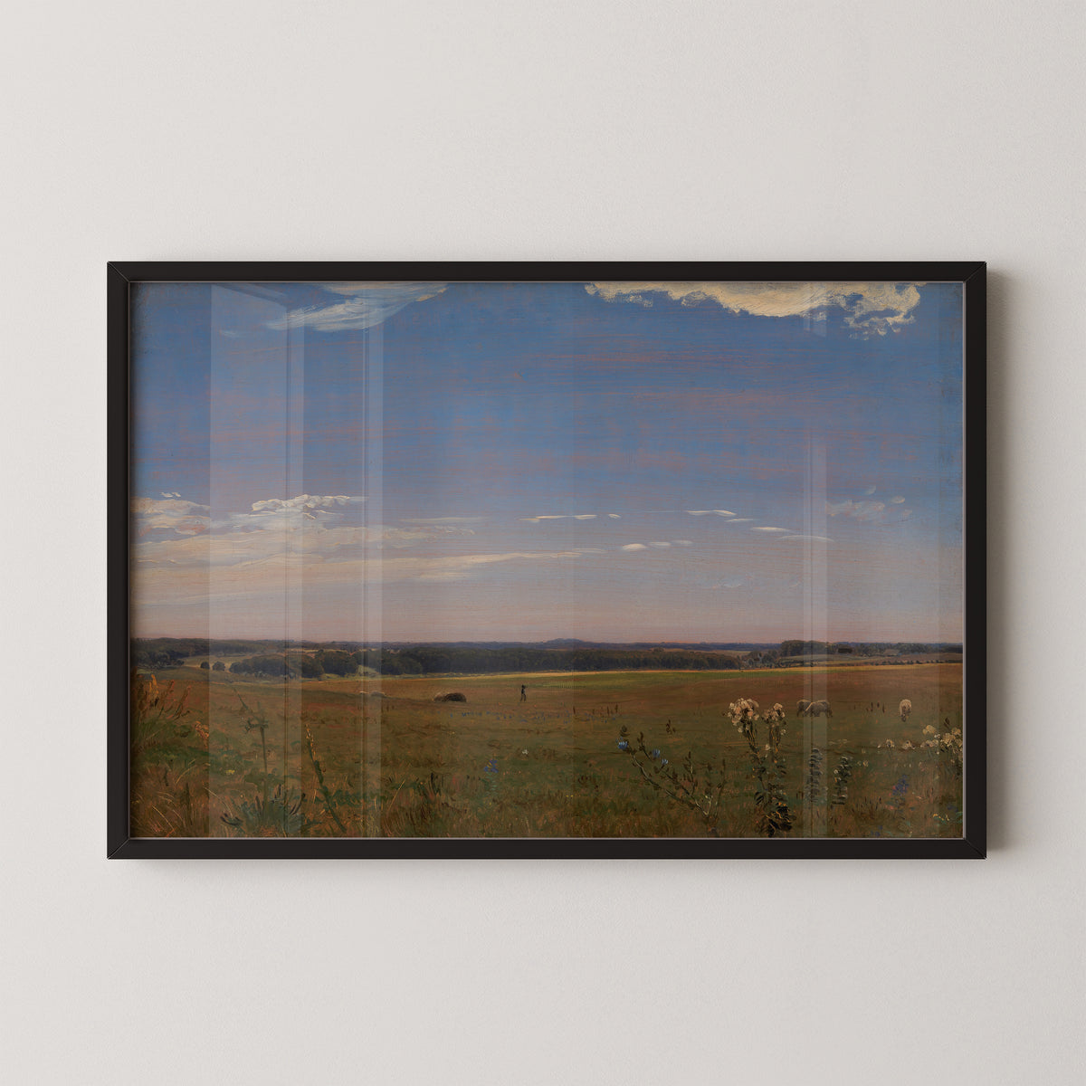 View towards Beldringe Manor by P. C. Skovgaard, countryside art print in a black frame
