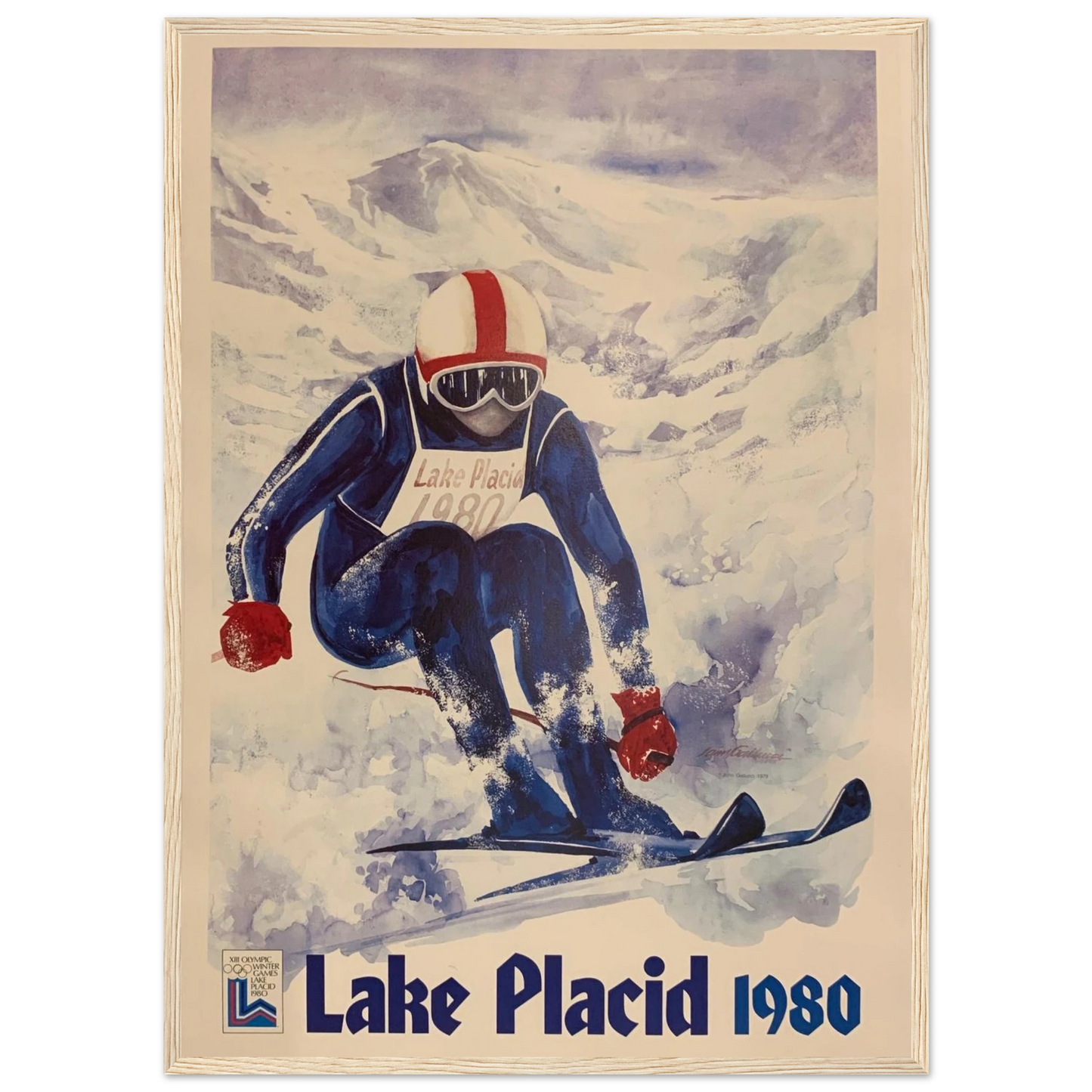 Vintage ski poster from Utah showcasing Salt Lake’s alpine heritage, crisp mountain peaks, and nostalgic mid-century design.