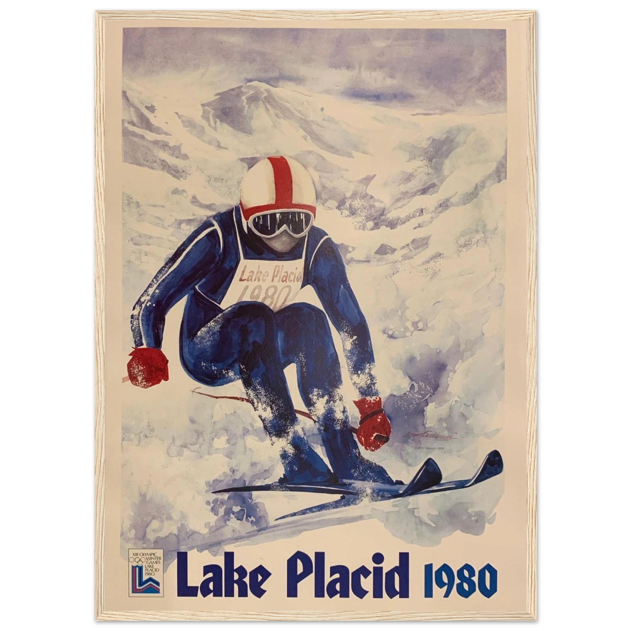 Vintage ski poster from Utah showcasing Salt Lake’s alpine heritage, crisp mountain peaks, and nostalgic mid-century design.