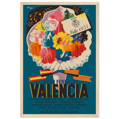 Valencia Fallas festival poster featuring bold colors and traditional Spanish celebration imagery — perfect cultural wall art.