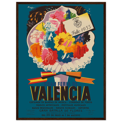 Vibrant wall art poster of the Valencia Fallas festival, ideal decor for travel lovers and fans of Spanish culture.