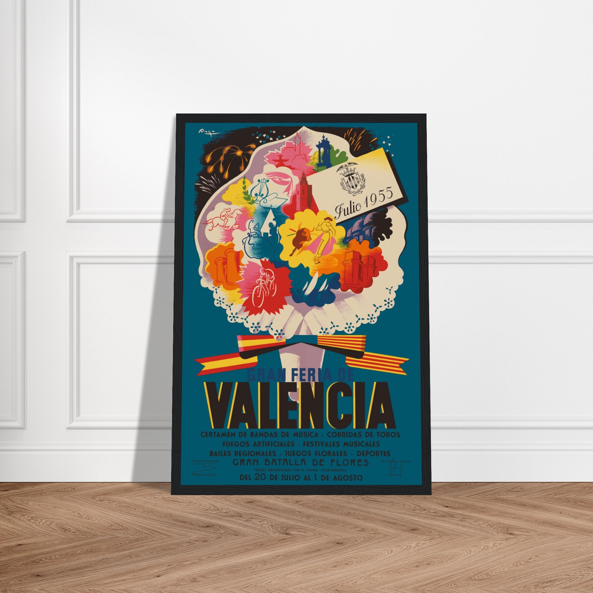 Colorful Valencia Fallas poster celebrating Spain's famous festival. Perfect for lovers of Spanish culture, festivals, and vibrant wall art.