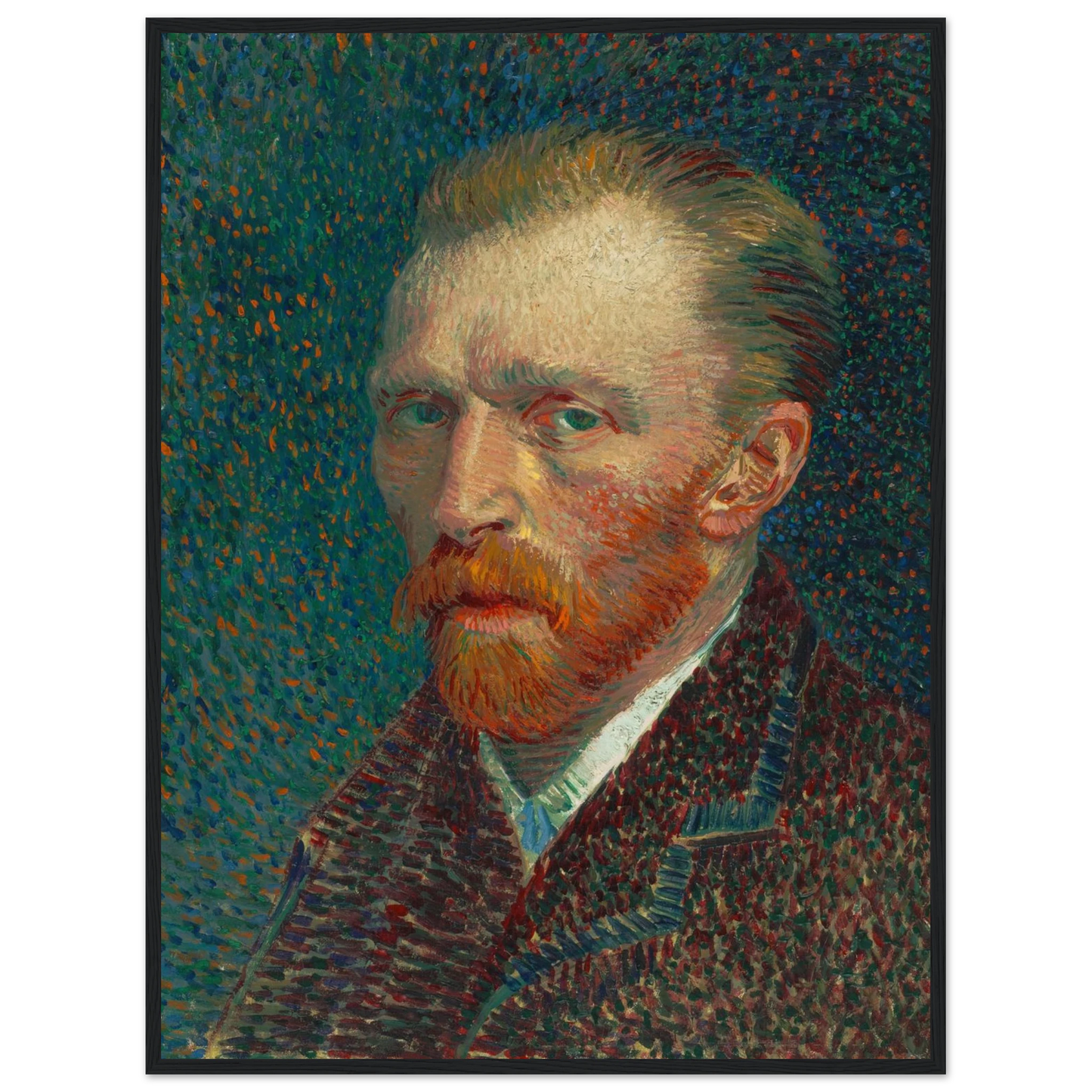 Wall art print of Van Gogh’s Self-Portrait, painted in Saint-Rémy-de-Provence, expressing emotion and painterly depth through swirling brushwork.