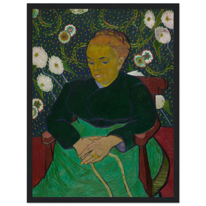 This high-quality reproduction of Madame Roulin Rocking the Cradle (La Berceuse) by Vincent van Gogh offers a powerful blend of color, emotion, and symbolism. Painted in 1889 as a tribute to motherhood, the portrait features Madame Augustine Roulin, a close family friend, rendered with vibrant tones and rhythmic background patterns. Van Gogh intended the piece to be a visual lullaby—comforting, steady, and full of life. This poster print is produced on archival-grade paper, making it a stunning piece of wal