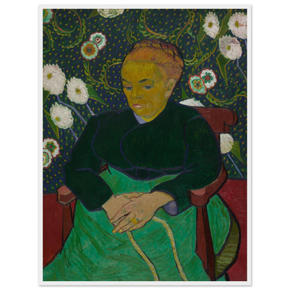 High-quality reproduction of Madame Roulin Rocking the Cradle (La Berceuse, 1889) by Vincent van Gogh, a tender portrait symbolizing motherhood and comfort.