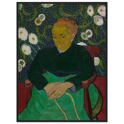 Motherhood-themed artwork Madame Roulin Rocking the Cradle by Vincent van Gogh, reproduced as a museum-quality poster for artful interiors.
