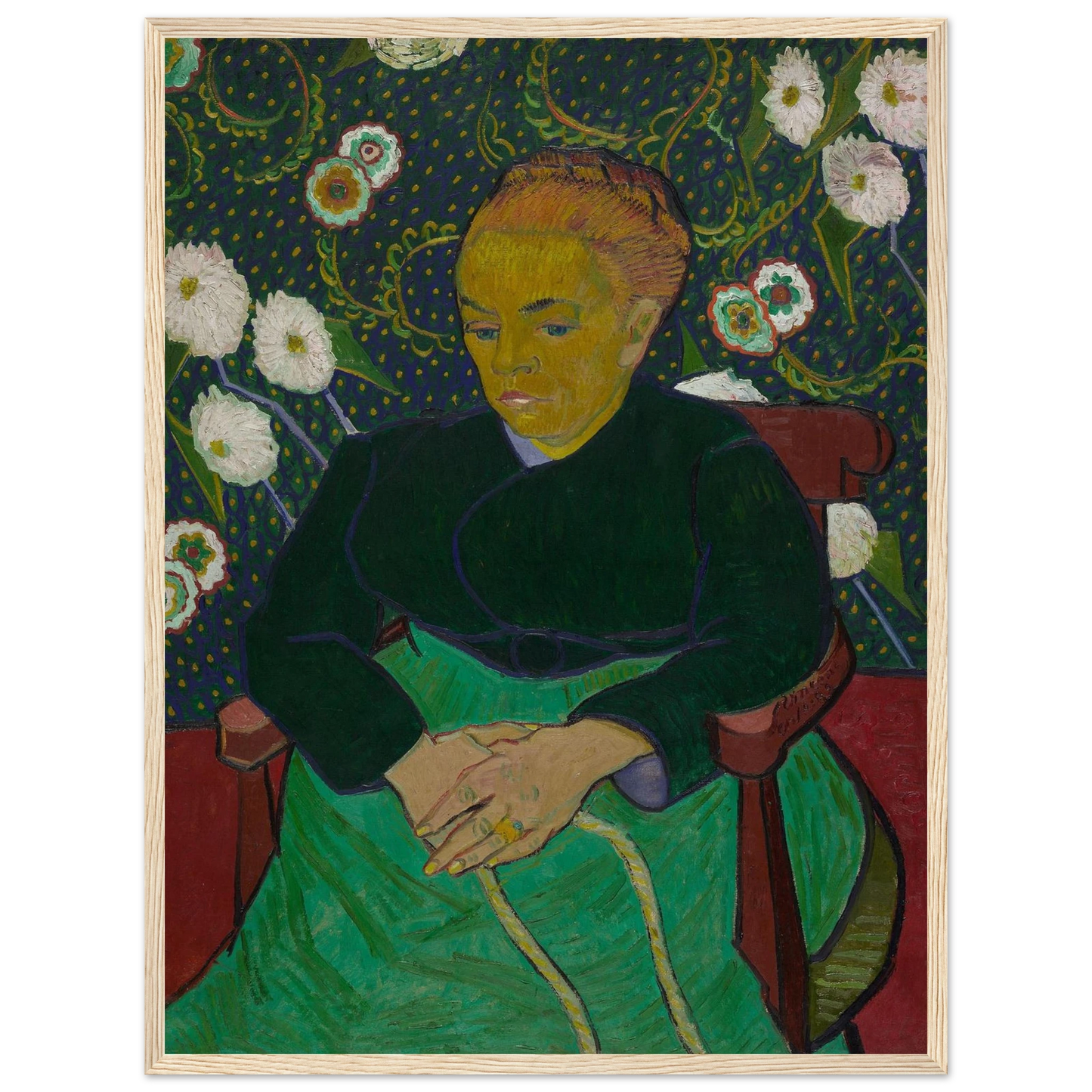 Portrait art print of Madame Roulin by Vincent van Gogh, a heartfelt Post-Impressionist tribute to maternal warmth and emotional strength.