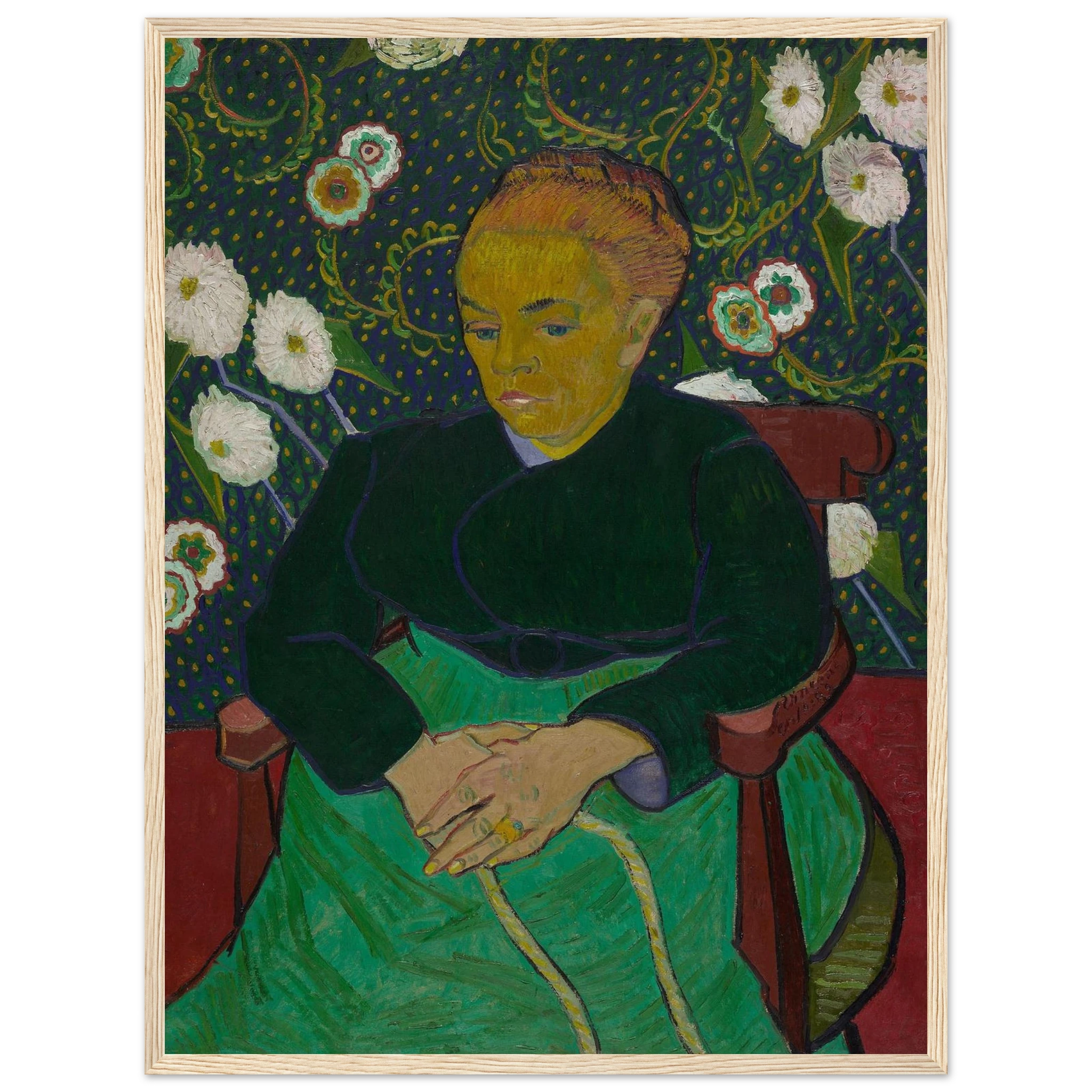 Portrait art print of Madame Roulin by Vincent van Gogh, a heartfelt Post-Impressionist tribute to maternal warmth and emotional strength.