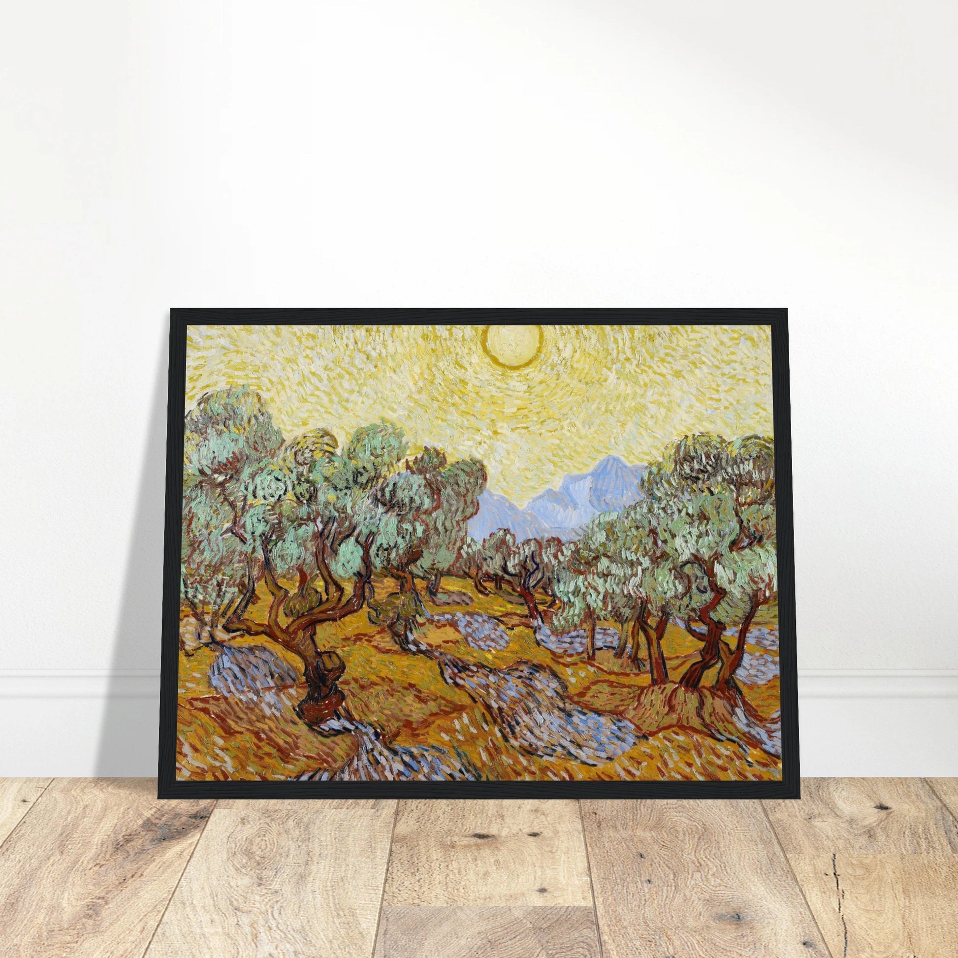 This high-quality reproduction print of Olive Trees by Vincent van Gogh captures the artist’s passion for nature through vibrant brushstrokes and a swirling, sunlit palette. Painted in 1889 during his time in Saint-Rémy, this piece showcases Van Gogh’s ability to express movement, mood, and light through the natural world. With its rich texture and rhythmic composition, this poster print brings powerful visual energy to any room. Printed on archival-quality paper, it’s ideal wall art for art lovers, collect