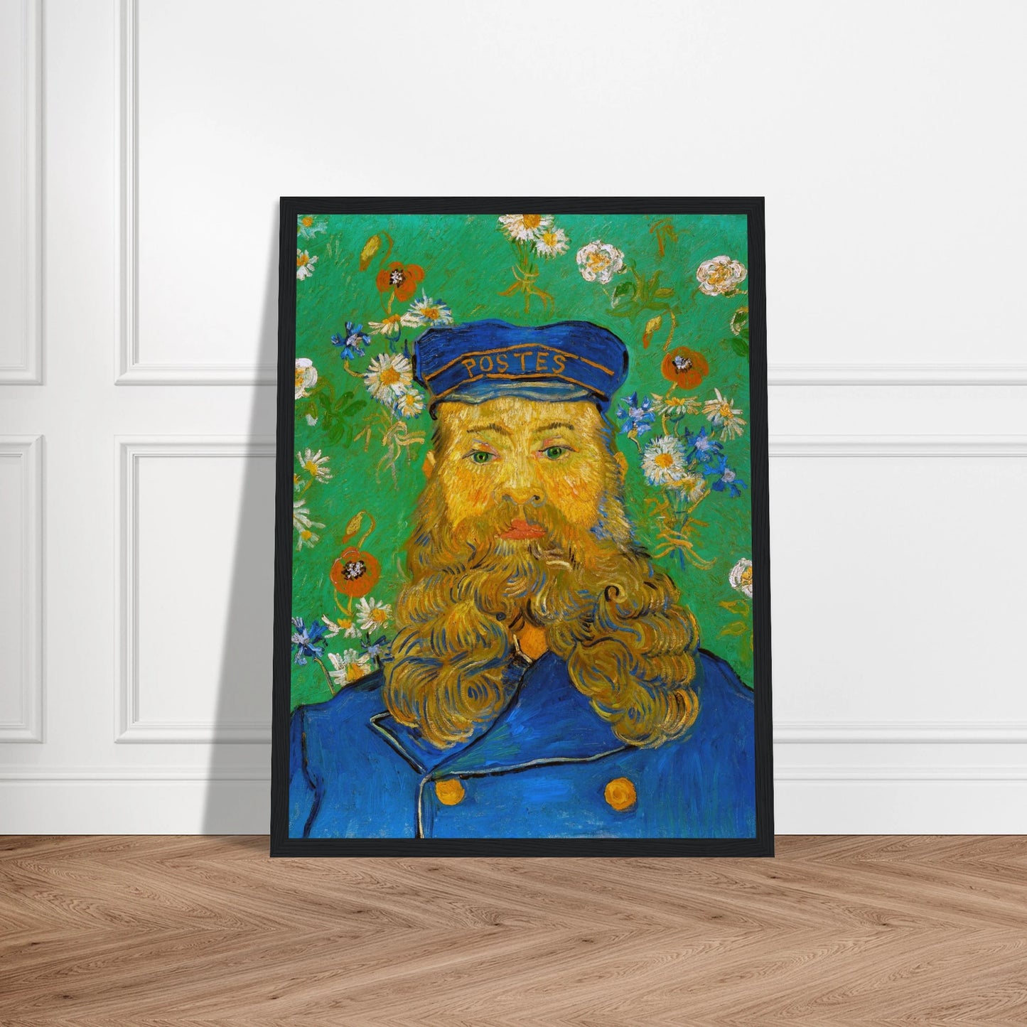 This museum-quality reproduction print of Portrait of Joseph Roulin (1889) captures the emotional intensity and bold brushwork of Vincent van Gogh’s original painting. Roulin, a postal worker and friend of the artist in Arles, became a frequent subject in Van Gogh’s portraiture—symbolizing working-class dignity and human connection. With its vivid color palette, thick impasto, and striking presence, this piece stands as one of Van Gogh’s most beloved portraits. Printed on archival-grade paper, this poster i