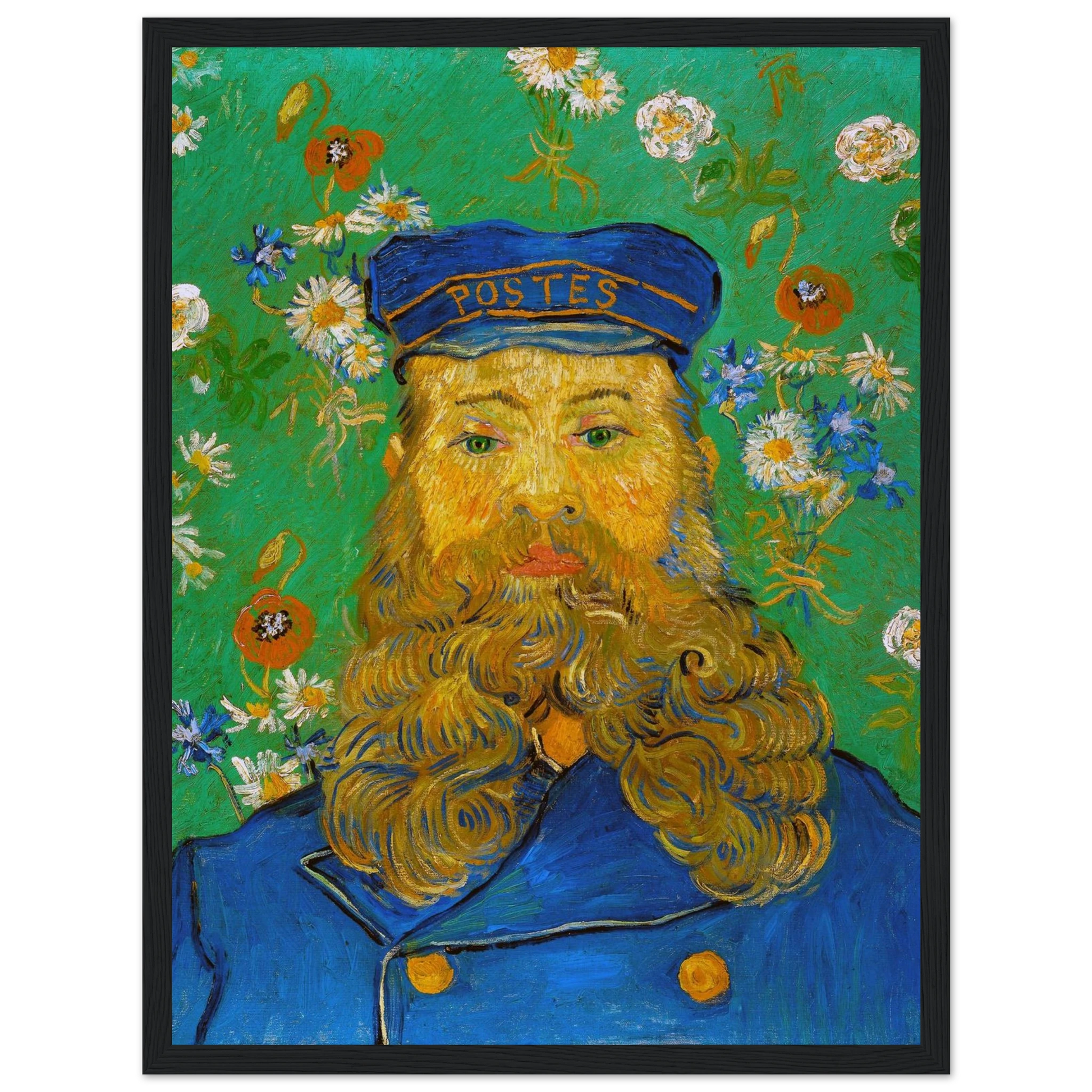 This museum-quality reproduction print of Portrait of Joseph Roulin (1889) captures the emotional intensity and bold brushwork of Vincent van Gogh’s original painting. Roulin, a postal worker and friend of the artist in Arles, became a frequent subject in Van Gogh’s portraiture—symbolizing working-class dignity and human connection. With its vivid color palette, thick impasto, and striking presence, this piece stands as one of Van Gogh’s most beloved portraits. Printed on archival-grade paper, this poster i