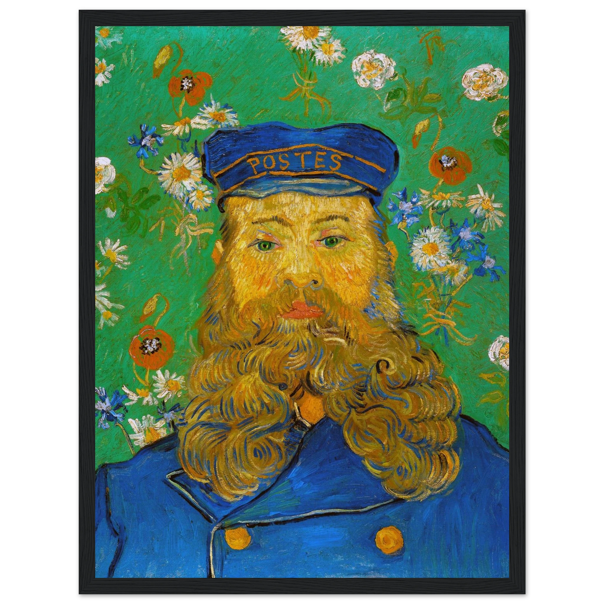 This museum-quality reproduction print of Portrait of Joseph Roulin (1889) captures the emotional intensity and bold brushwork of Vincent van Gogh’s original painting. Roulin, a postal worker and friend of the artist in Arles, became a frequent subject in Van Gogh’s portraiture—symbolizing working-class dignity and human connection. With its vivid color palette, thick impasto, and striking presence, this piece stands as one of Van Gogh’s most beloved portraits. Printed on archival-grade paper, this poster i