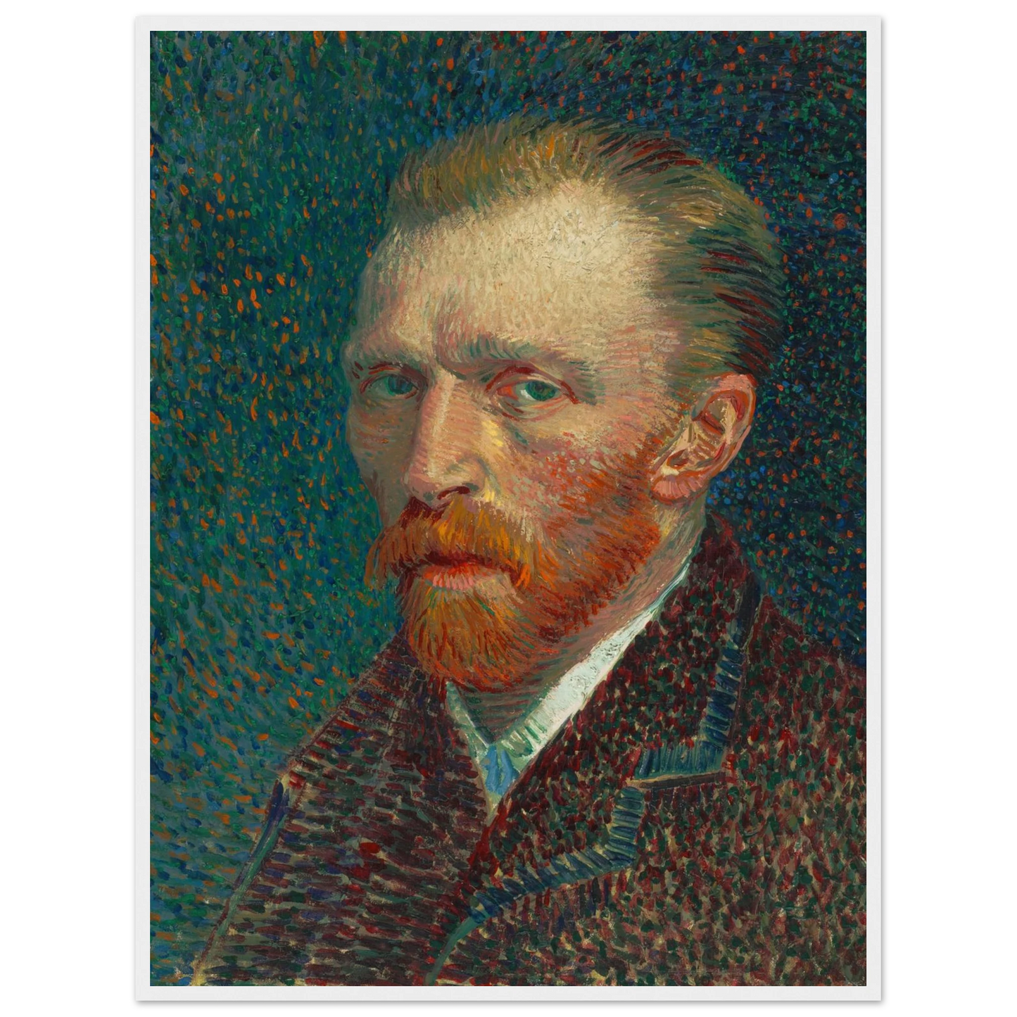 Post-Impressionist artwork Self-Portrait (1889) by Vincent van Gogh, reproduced with archival inks to preserve its expressive movement and energy.