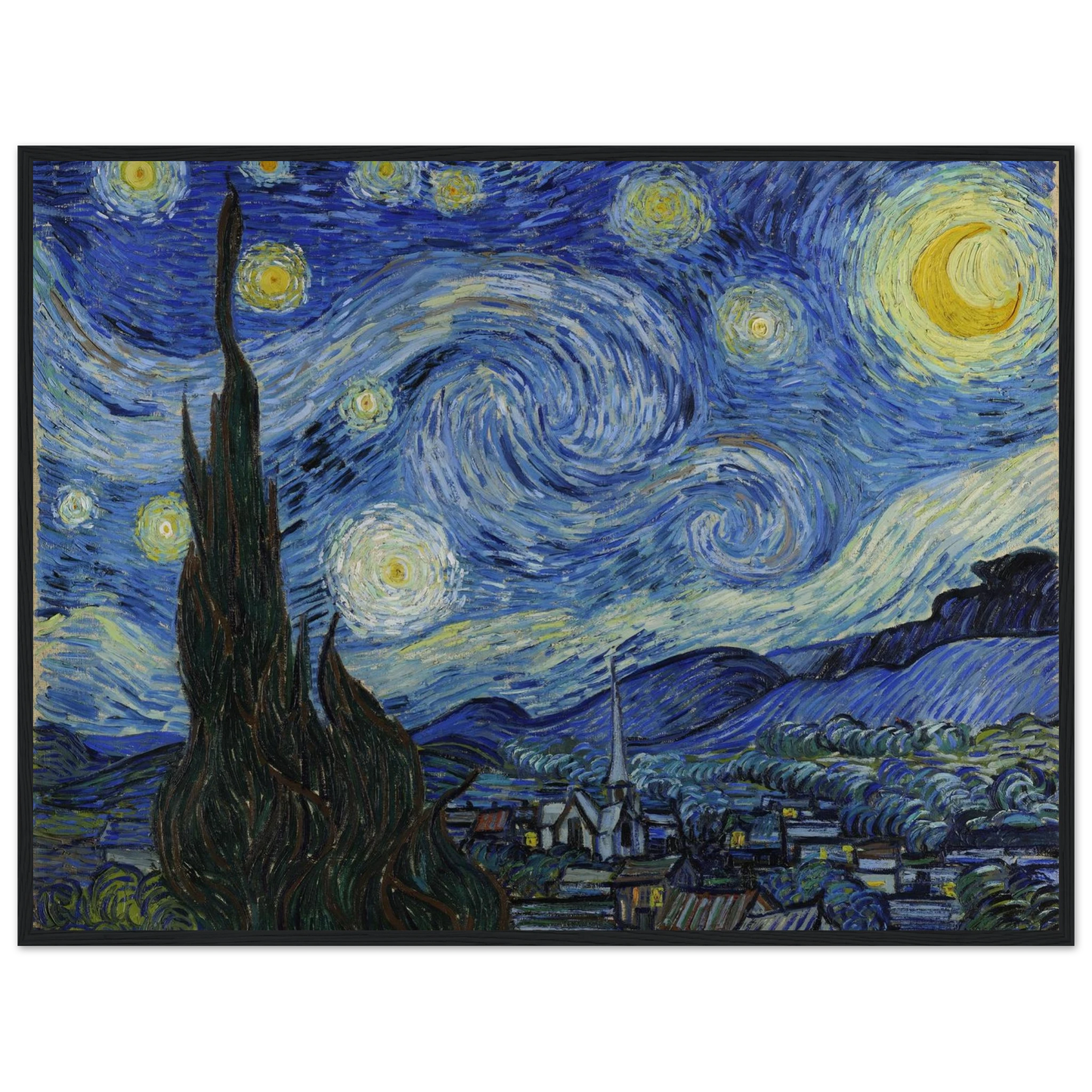 Fine-art print of The Starry Night by Vincent van Gogh, a museum-quality reproduction of one of history’s most celebrated artworks.