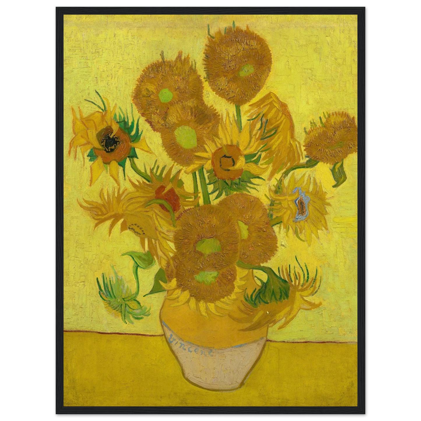 Post-Impressionist artwork Sunflowers by Van Gogh, a luminous study of texture, emotion, and natural beauty reproduced for art collectors.