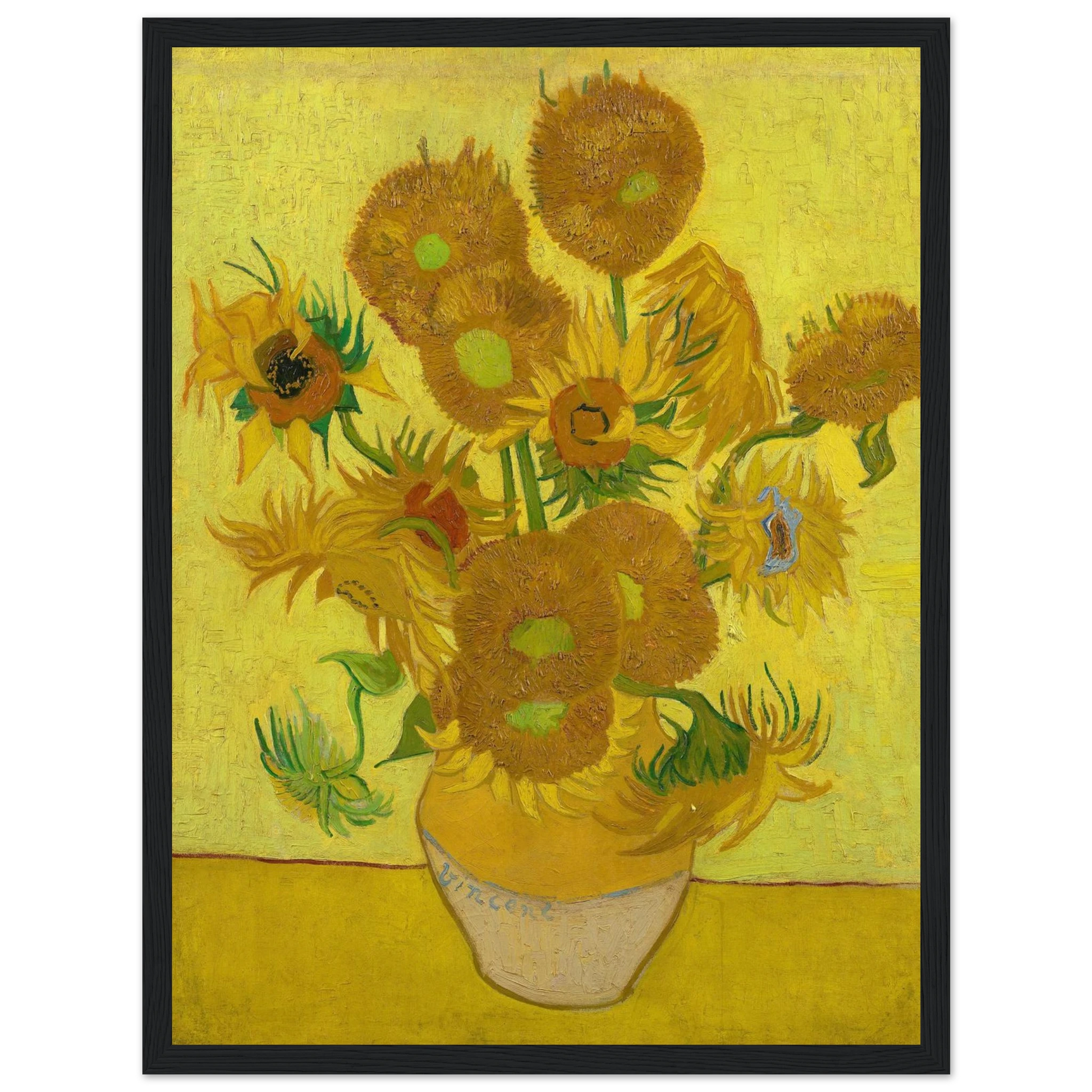 High-quality reproduction of Sunflowers (1888–1889) by Vincent van Gogh, a radiant floral masterpiece symbolizing warmth, joy, and creativity.