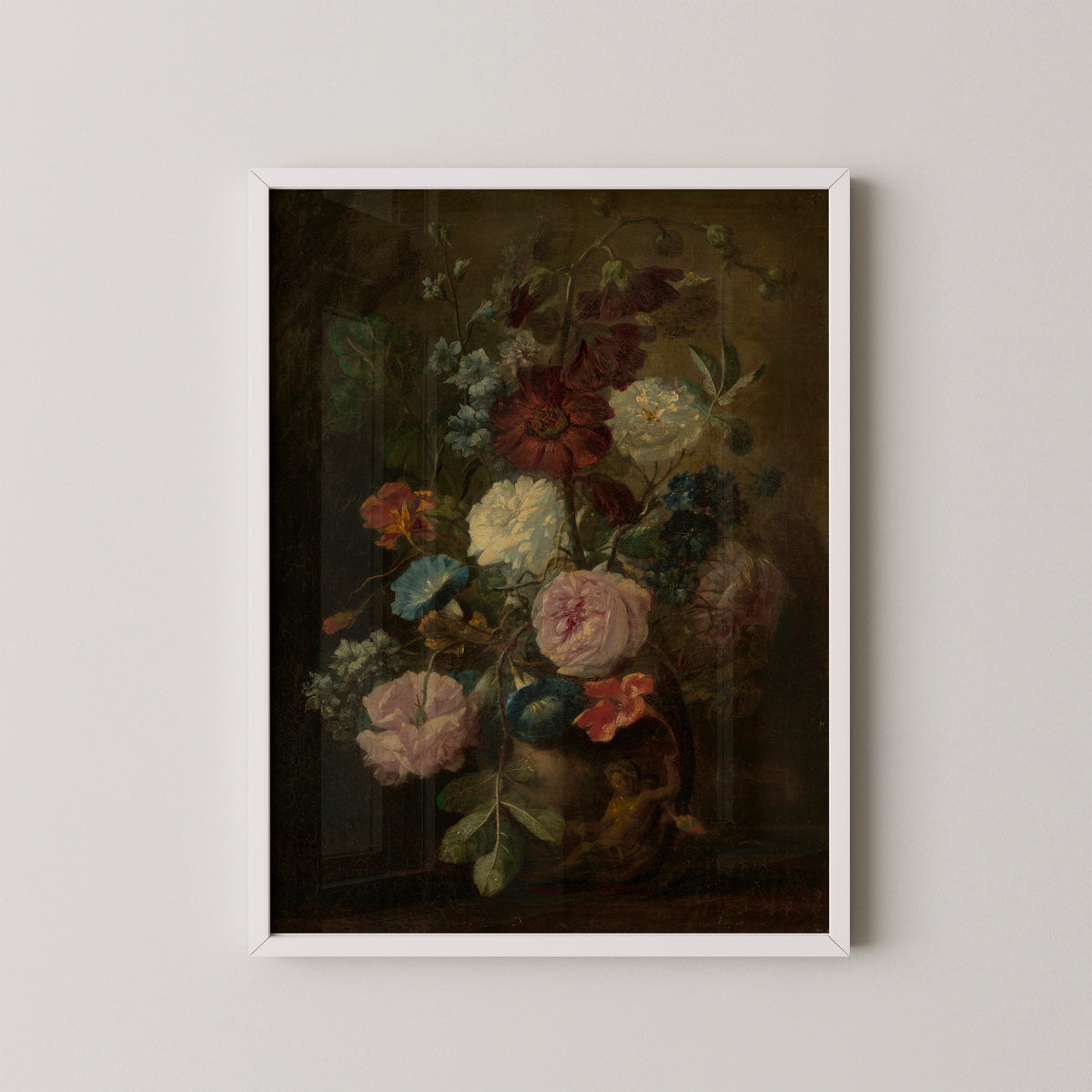 Vase of Flowers (78.PA.66) by Follower of Jan van Huysum, art print in a white frame
