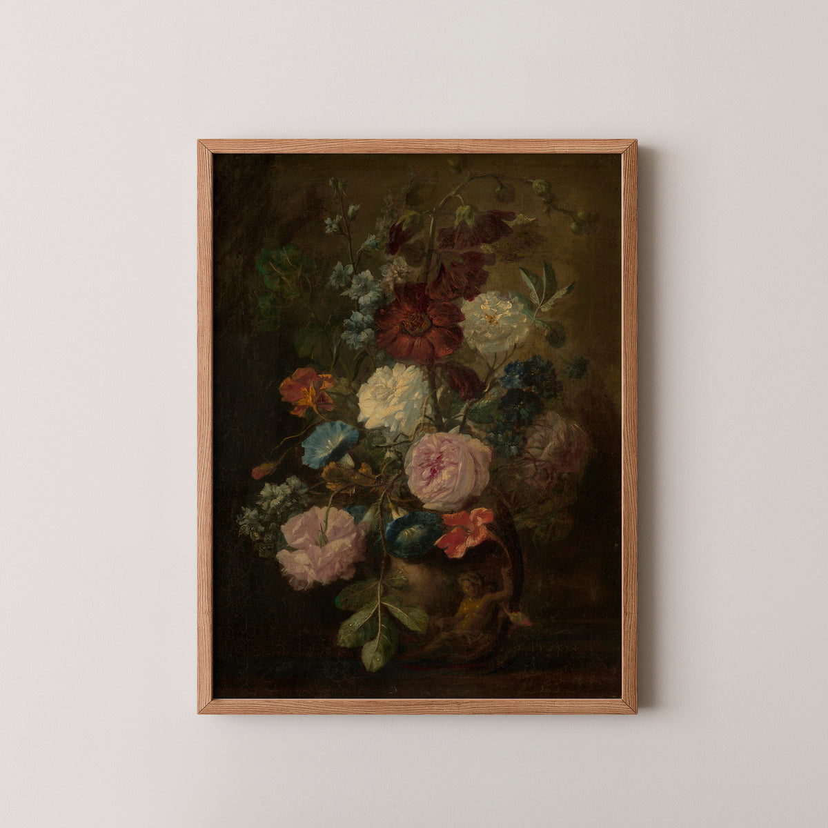Vase of Flowers (78.PA.66) by Follower of Jan van Huysum, art print in a natural wood frame