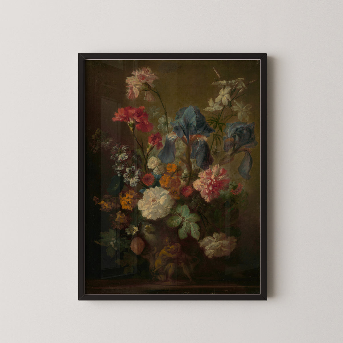 Vase of Flowers (78.PA.67) by Follower of Jan van Huysum, art print in a black frame