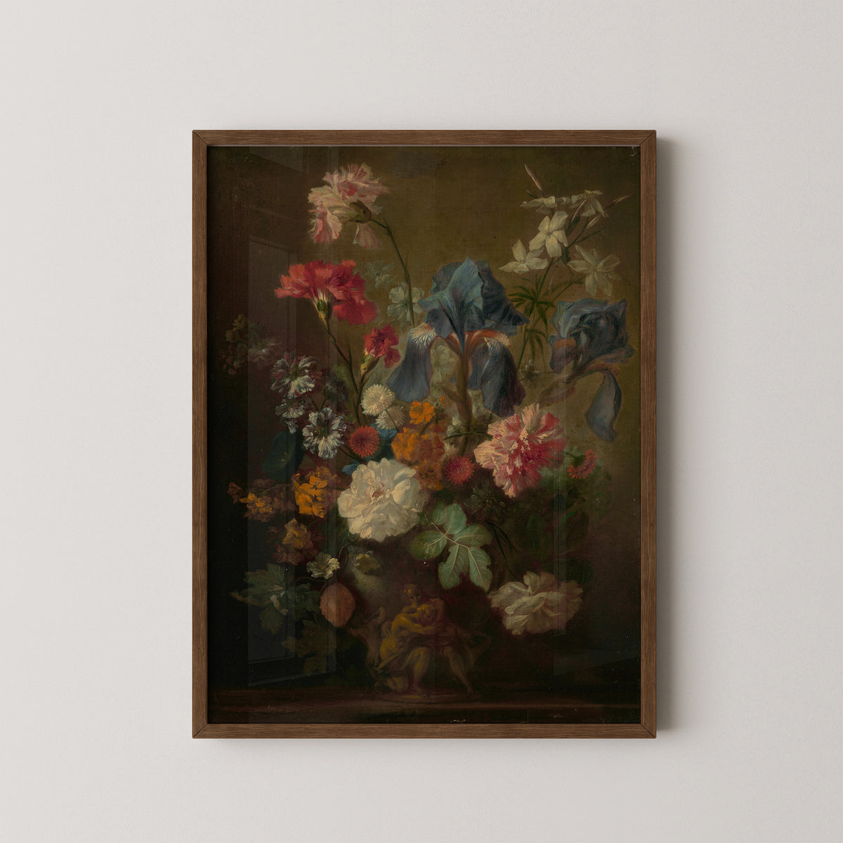 Vase of Flowers (78.PA.67) by Follower of Jan van Huysum, art print in a dark wood frame