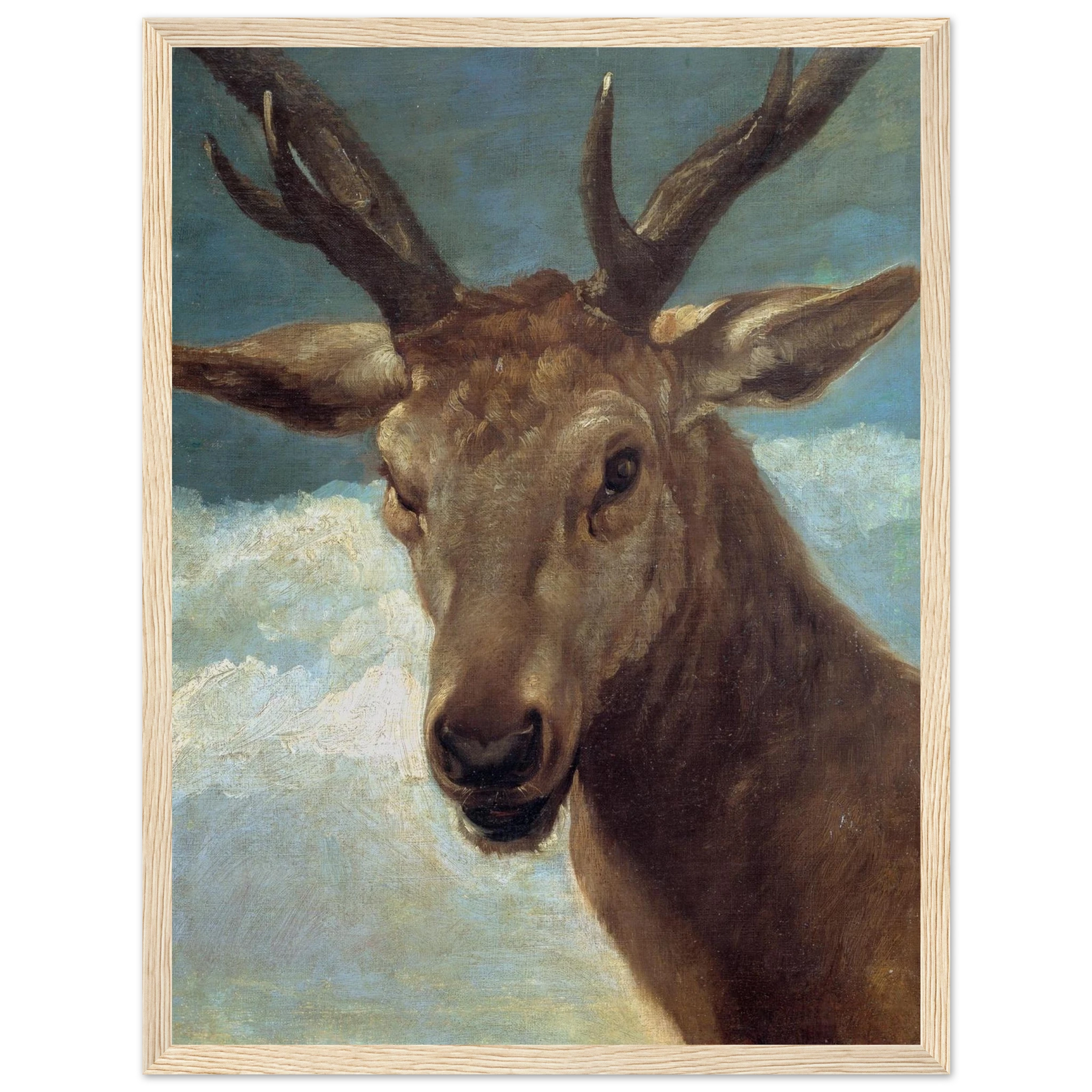 Classical animal study print by Diego Velázquez, Cabeza de Venado, a stunning example of realism and Baroque-era artistry.