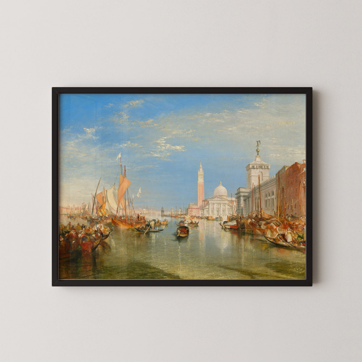 Venice: The Dogana and San Giorgio Maggiore by Joseph Mallord William Turner, art print in a black frame