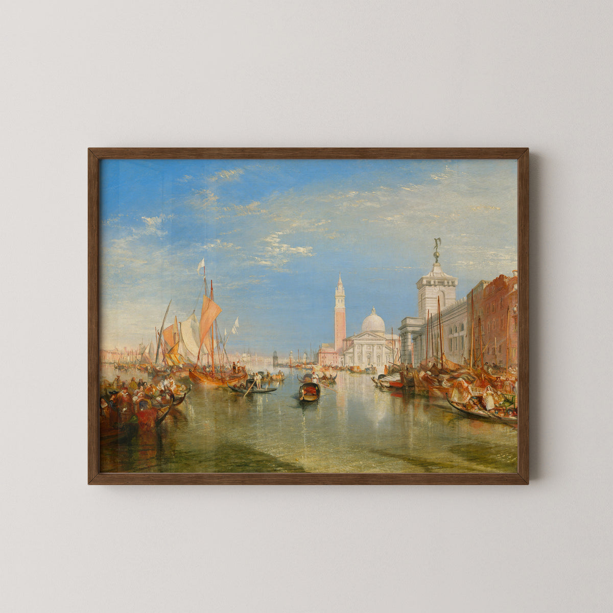 Venice: The Dogana and San Giorgio Maggiore by Joseph Mallord William Turner, art print in a dark wood frame