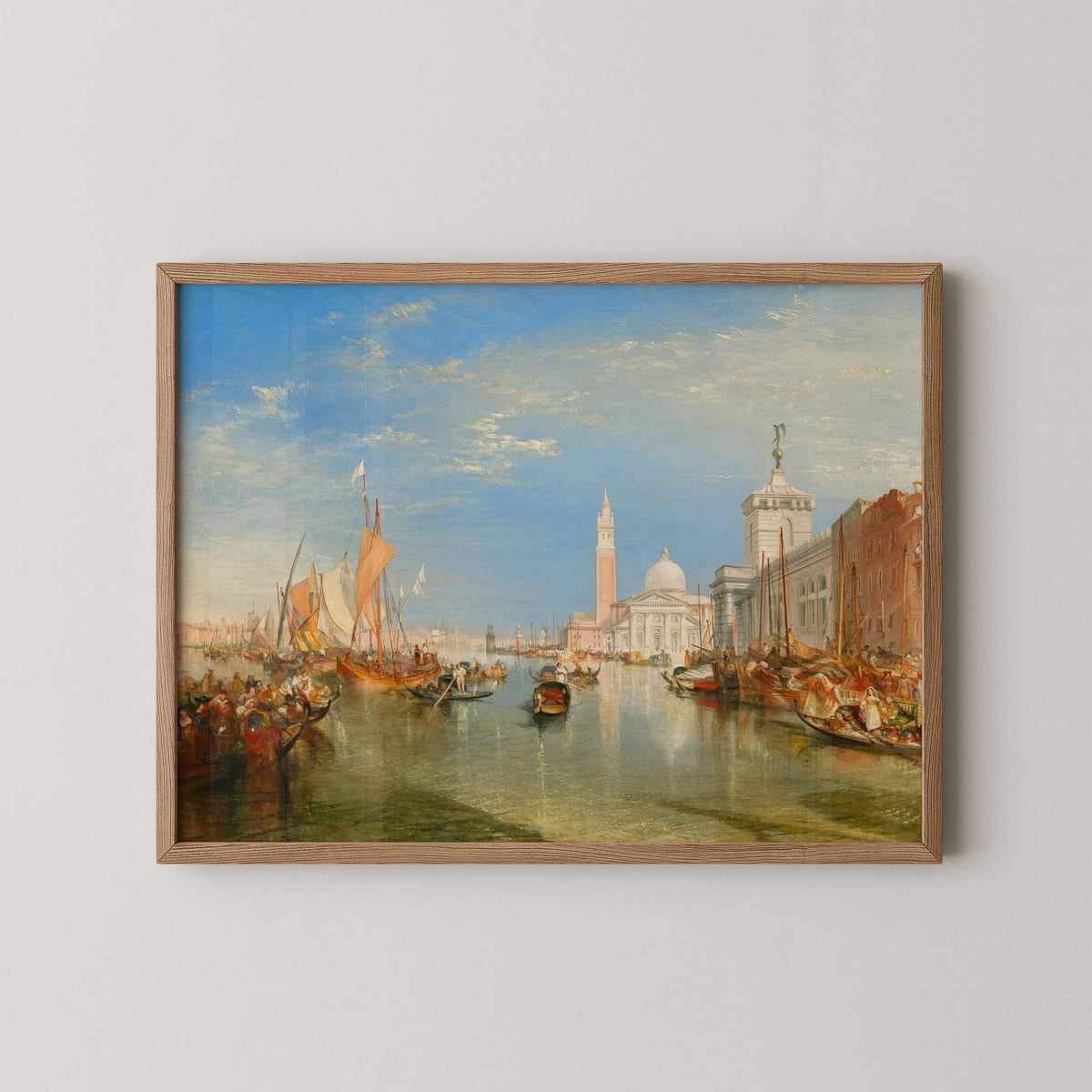 Venice: The Dogana and San Giorgio Maggiore by Joseph Mallord William Turner, art print in a natural wood frame