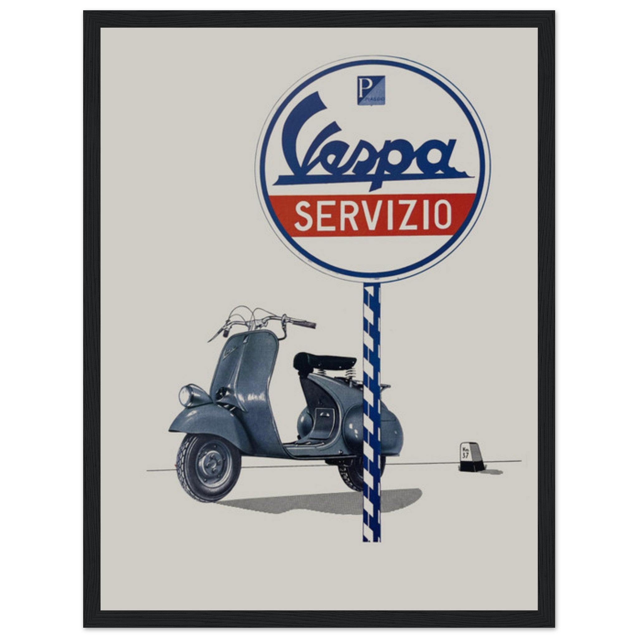 Classic Vespa retro Italian poster showcasing iconic scooter design. Perfect for vintage enthusiasts, scooter lovers, and Italian style decor.
