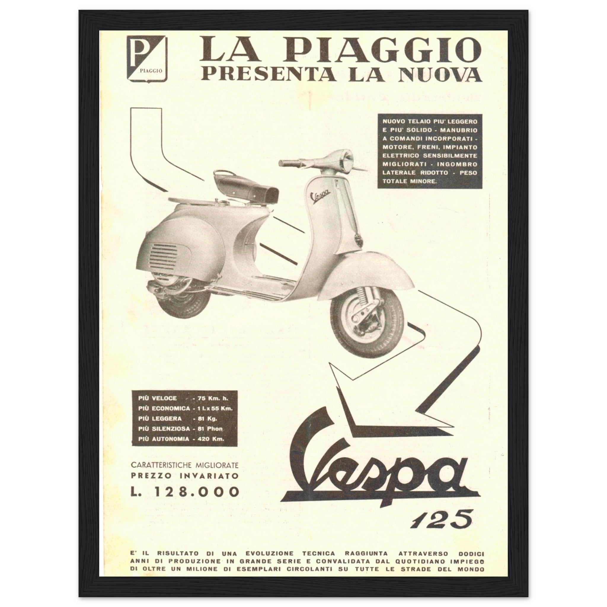 Celebrate the timeless style of Italian scooters with this Vespa vintage poster, inspired by classic 1950s and 1960s advertising art. Featuring retro typography, iconic Vespa designs, and a nostalgic European aesthetic, this Italian scooter wall art is perfect for Vespa enthusiasts, vintage travel lovers, and collectors of mid-century advertising prints. Whether displayed in a garage, office, café, or home, this retro Vespa poster captures the essence of La Dolce Vita, Mod culture, and timeless Italian craf