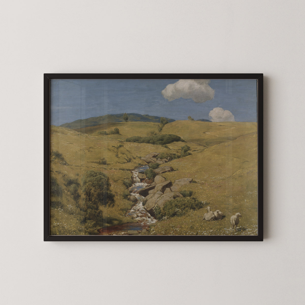 View from the Black Forest by Hans Thoma, art print in a black frame
