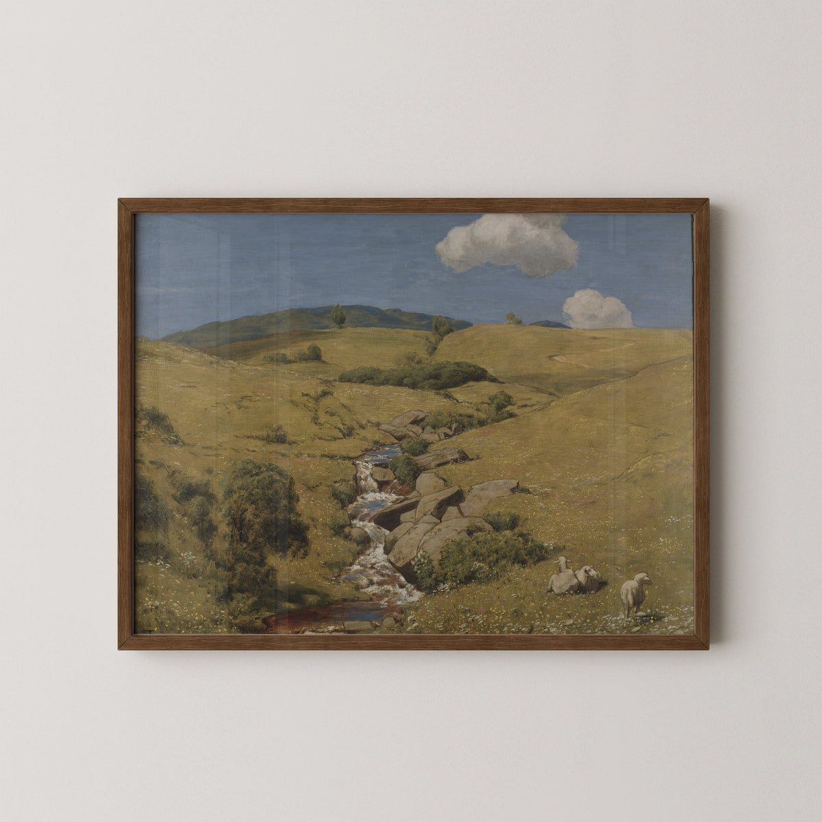View from the Black Forest by Hans Thoma, art print in a dark wood frame
