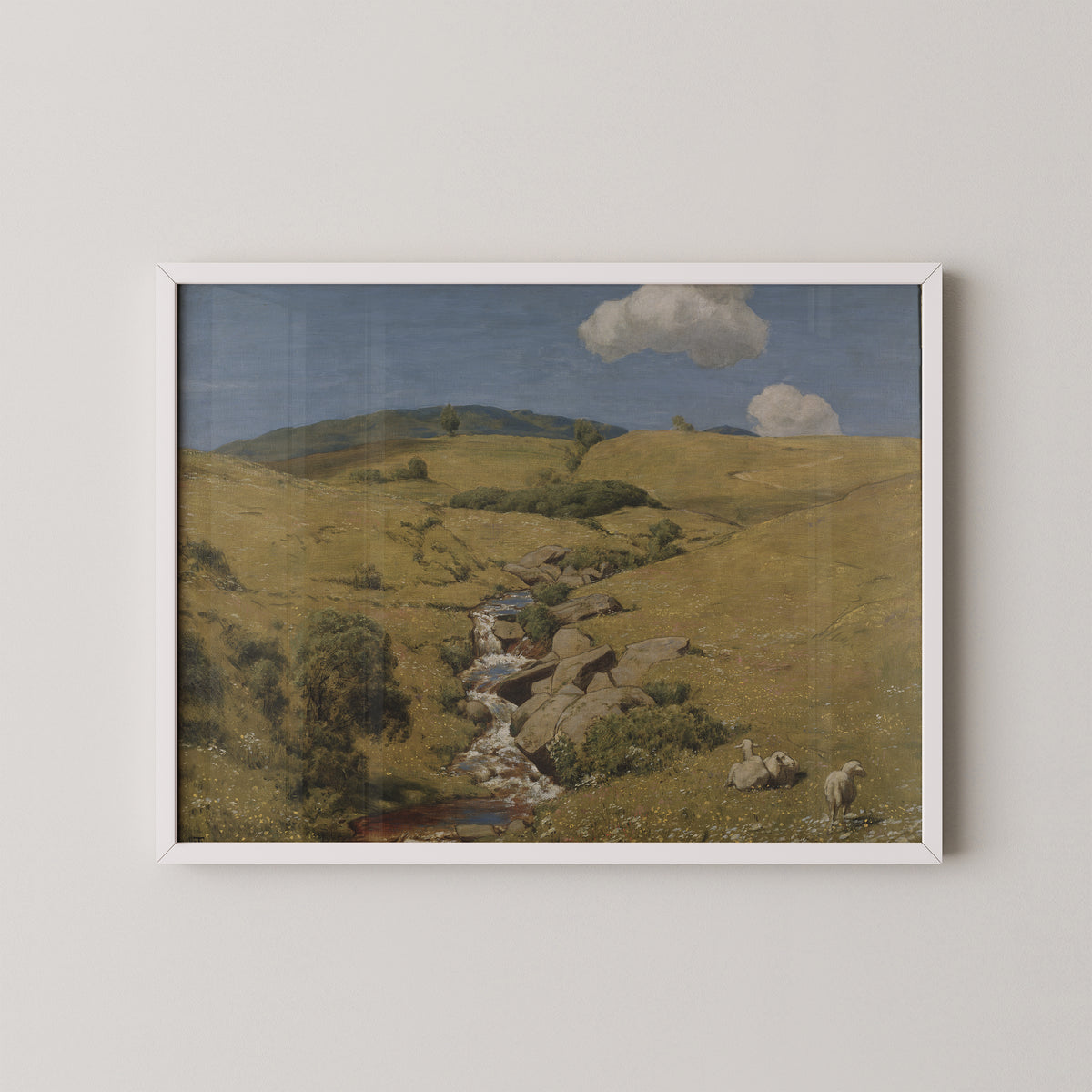 View from the Black Forest by Hans Thoma, art print in a white frame