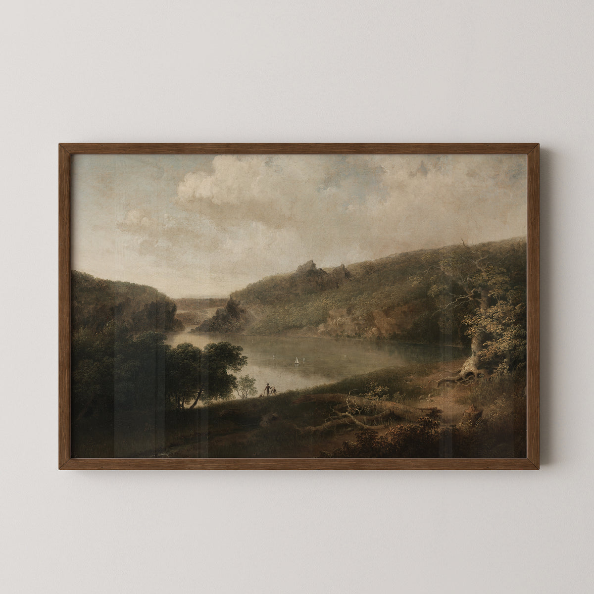 View of a Lake by Thomas Doughty, art print in a dark wood frame
