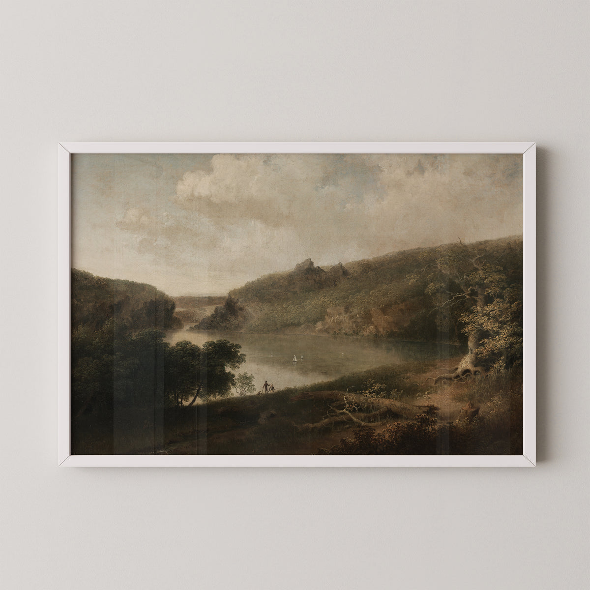 View of a Lake by Thomas Doughty, art print in a white frame