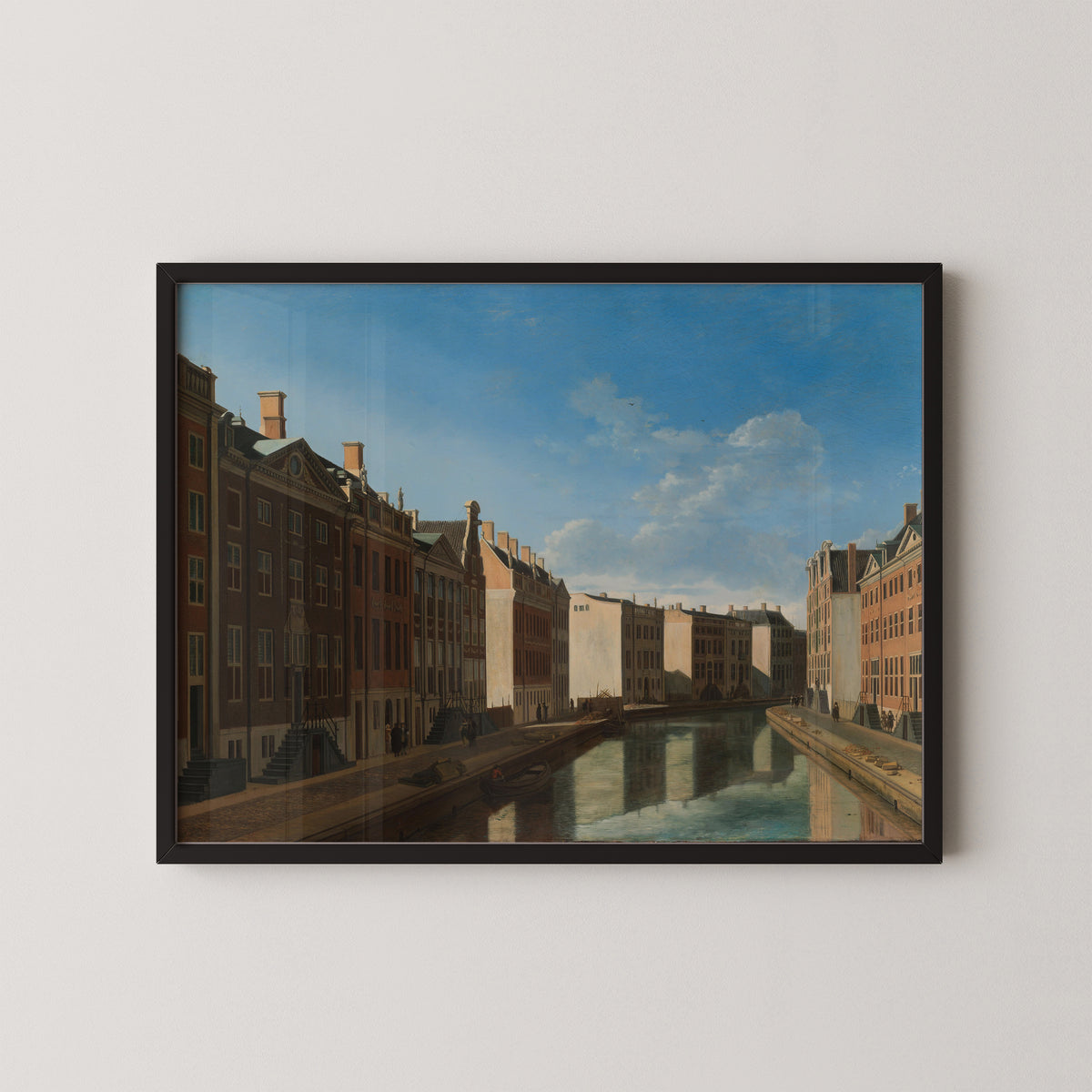 View of the Golden Bend in the Herengracht by Gerrit Berckheyde, art print in a black frame