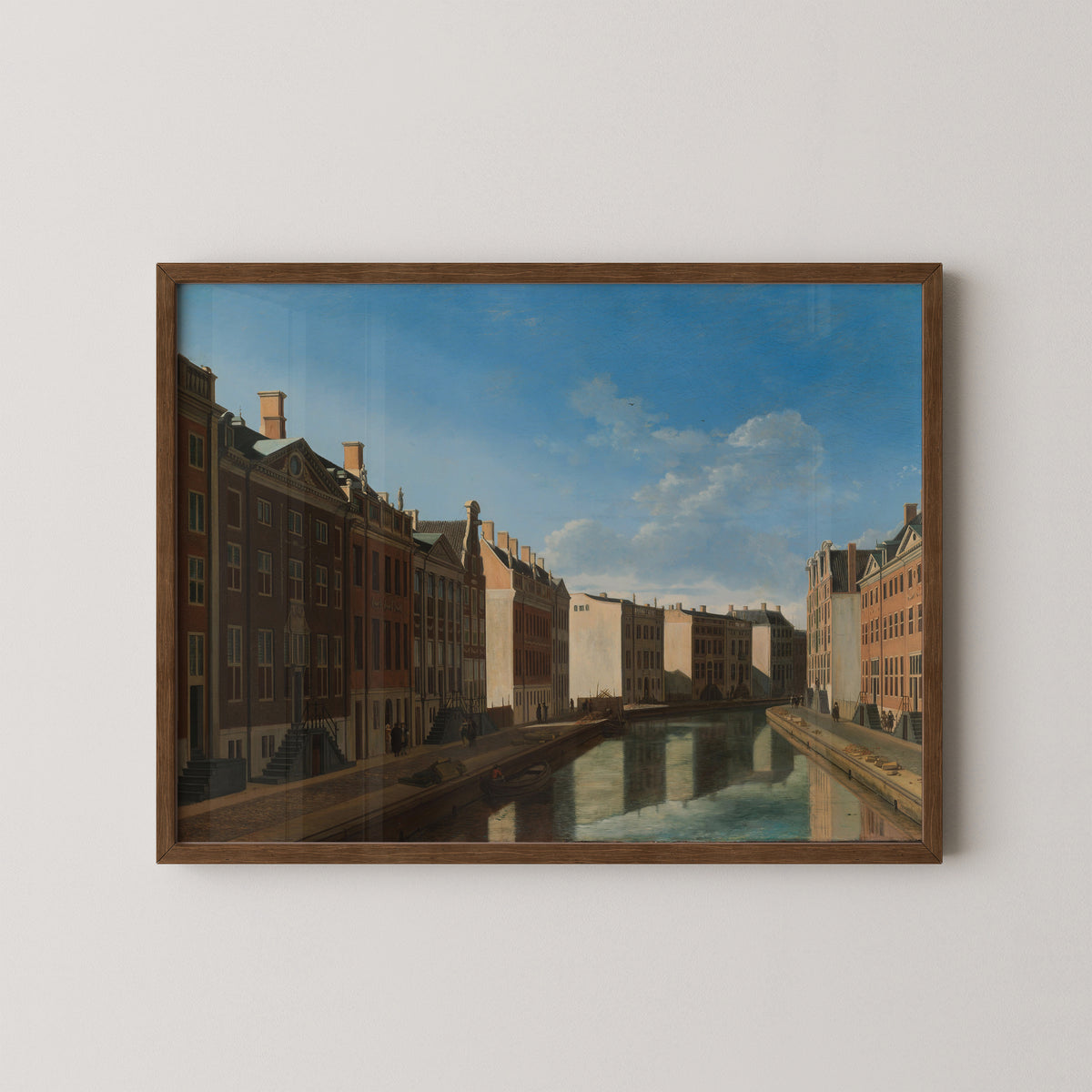 View of the Golden Bend in the Herengracht by Gerrit Berckheyde, art print in a dark wood frame